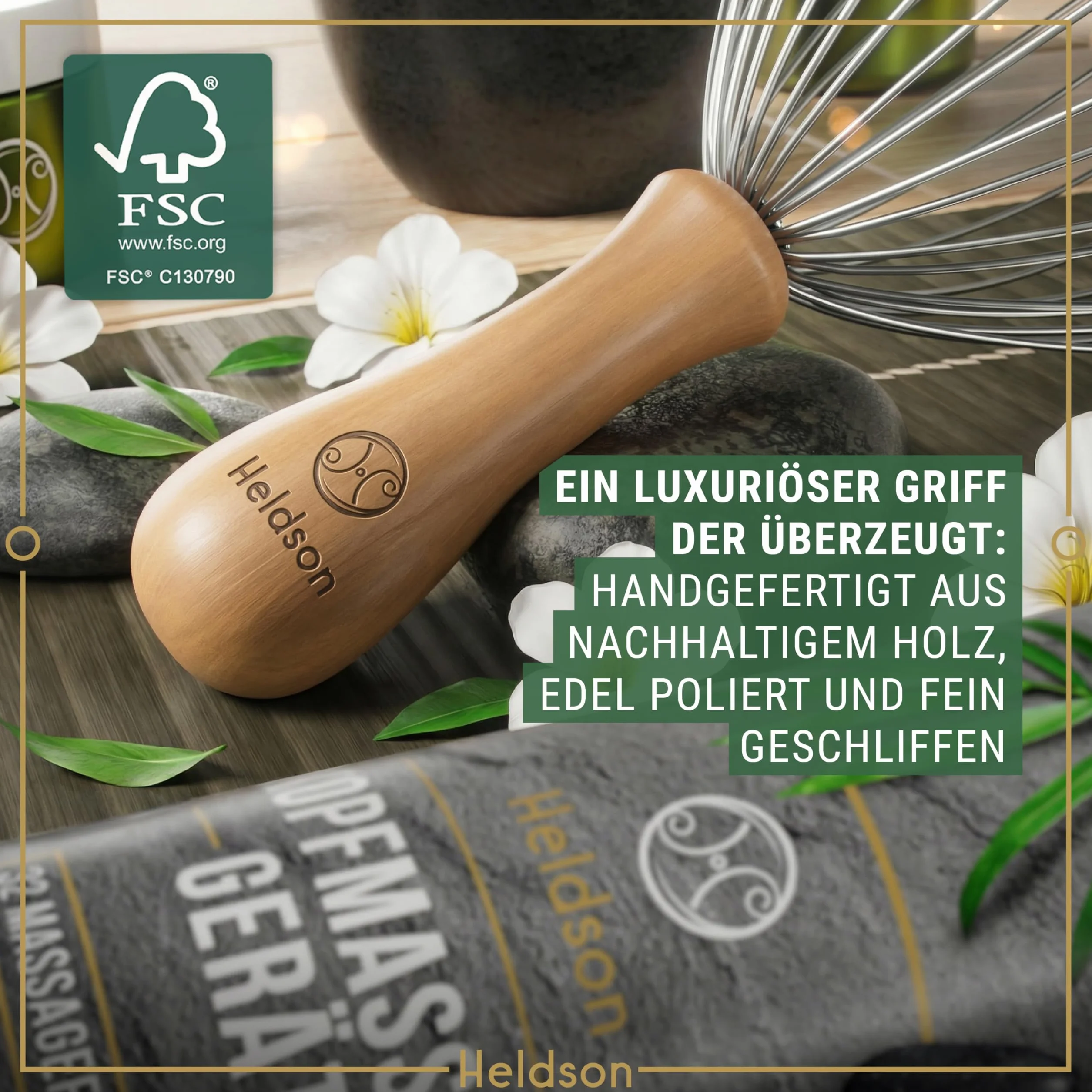 HELDSON® Masażer głowy pająk FSC 100% masażer skóry głowy prezent wellness
