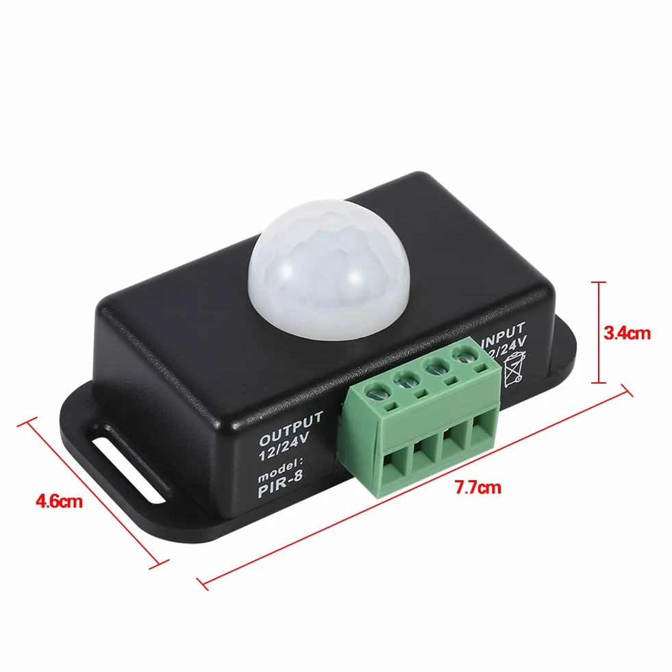 Moduł LED 12V Bewegingssensor, Detektor Ruchu PIR 12-woltowy Przełącznik Czujnikowy do Listwy Oświetleniowej LED DC 12V 24V Bezpieczeństwo Ciała na podczerwień
