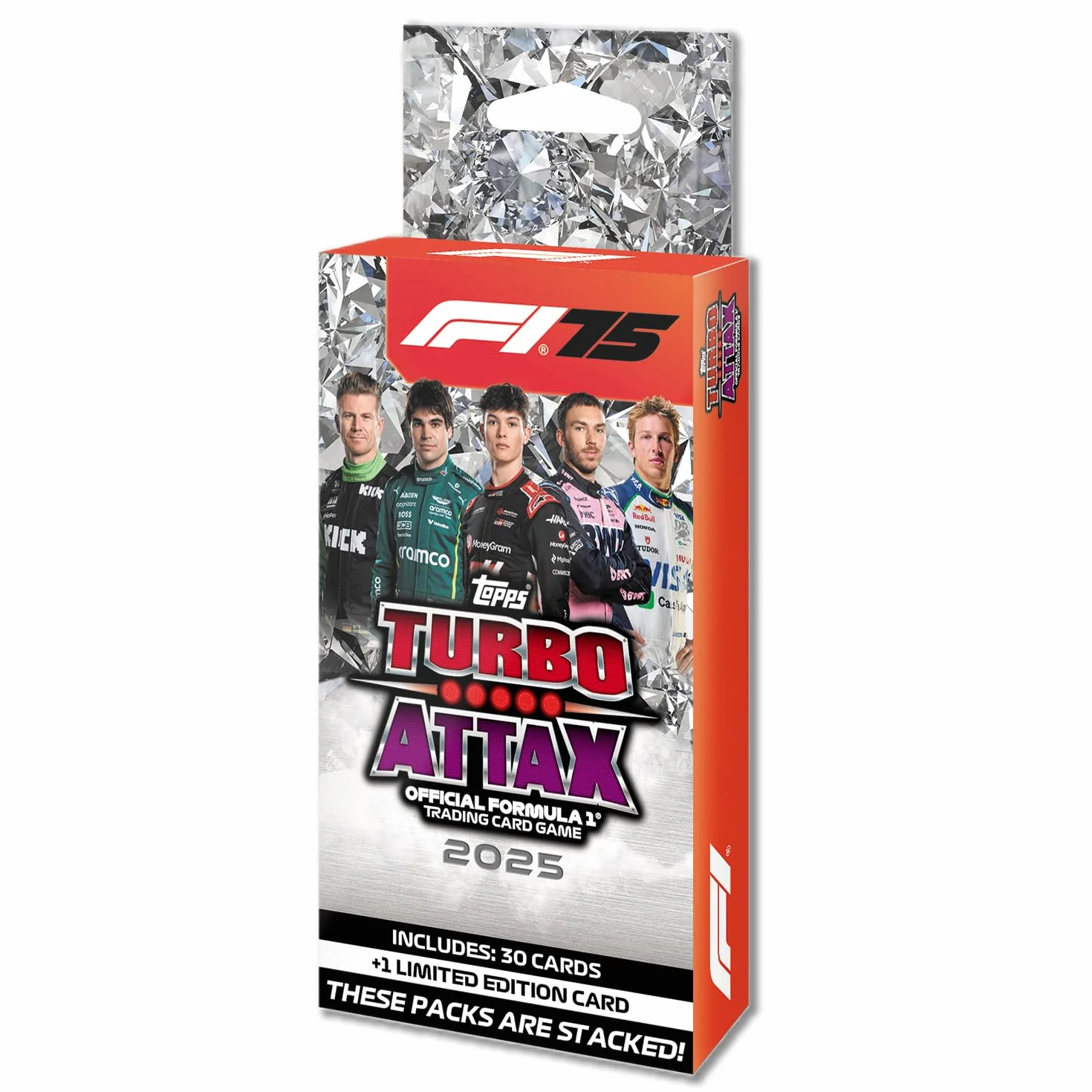 Topps Turbo Attax Formula 1 2025 – Value Box – zawiera 31 kart Turbo Attax w tym edycję limitowaną.