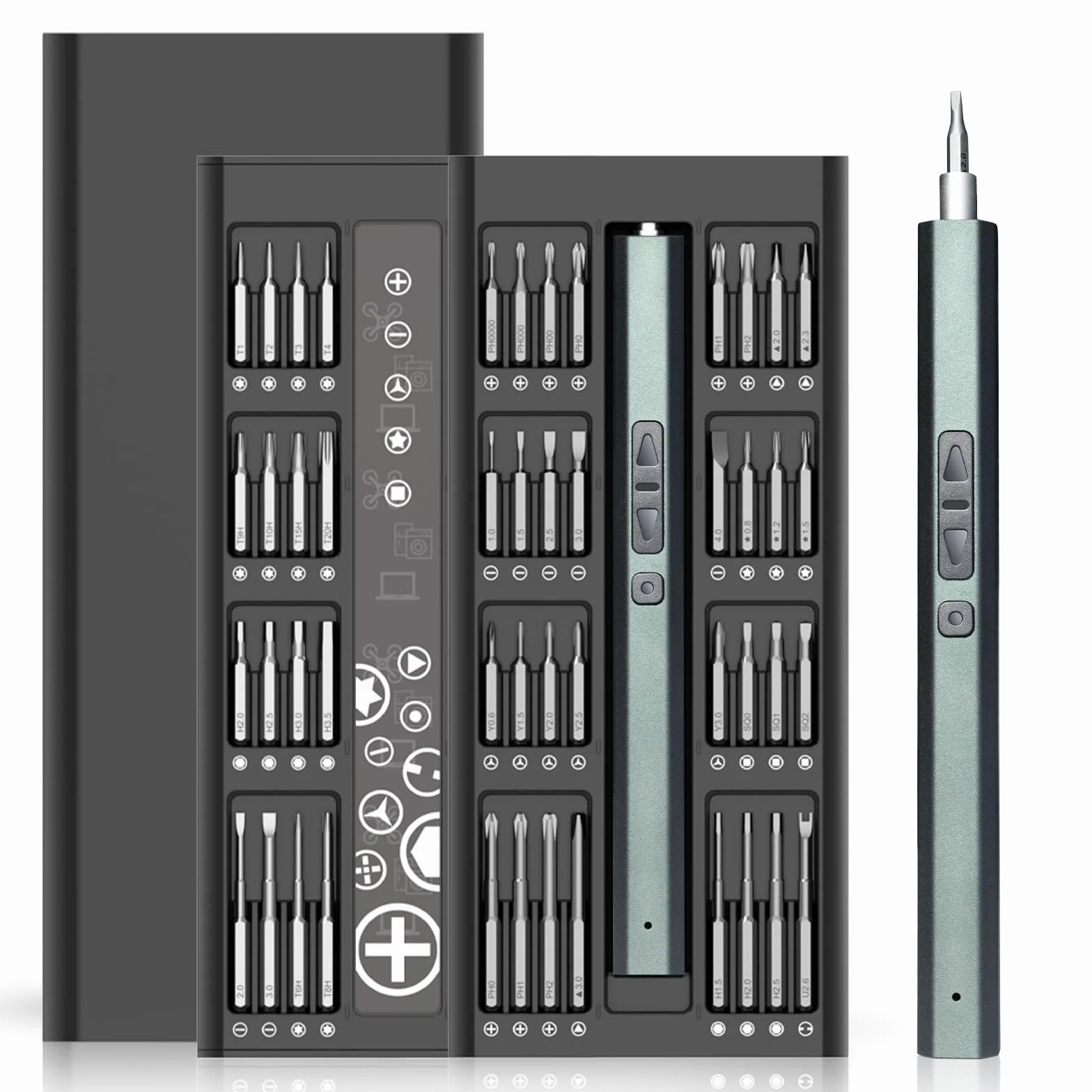 EFaith Mini śrubokręt elektryczny Precision 66 w 1 zestaw z ładowaniem USB i światłem LED, do naprawy aparatu/PS4/laptopa/telefonu/produktu elektronicznego