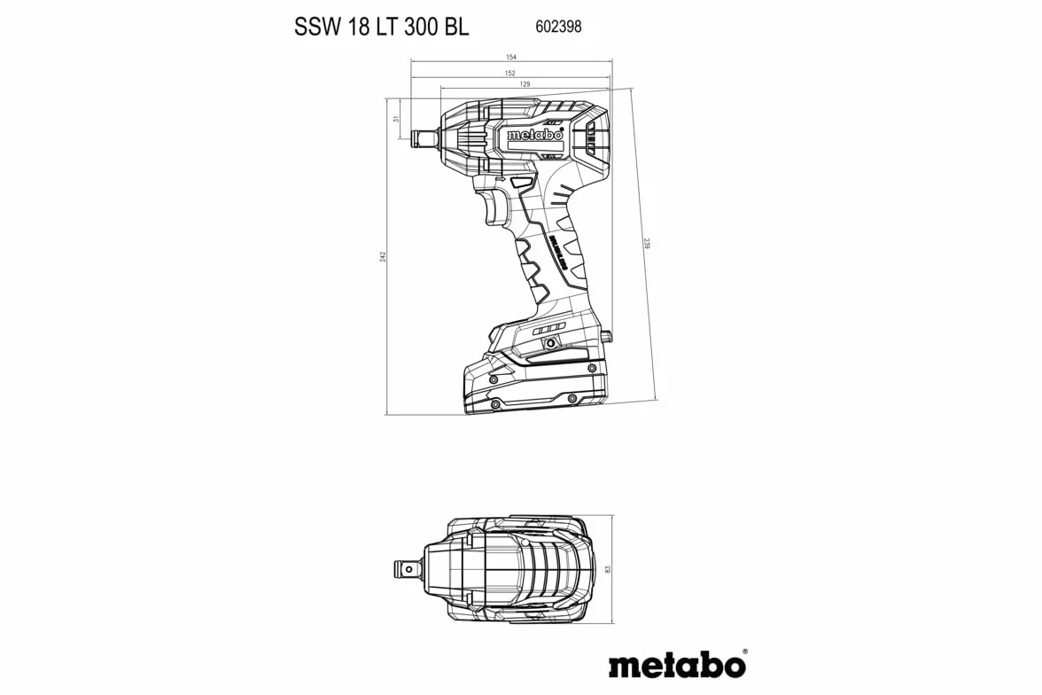 metabo SSW 18 LT 300 BL 602398850 Bezprzewodowy klucz udarowy 300 Nm 18 V bez baterii