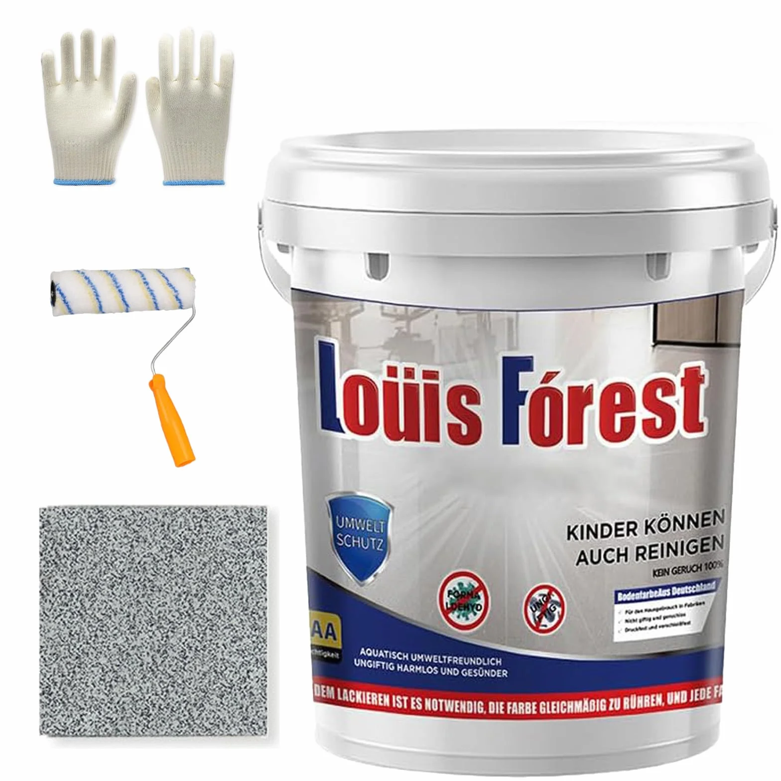 Louis Forest epoksydowa farba do podłóg, epoksydowa farba do podłóg z kolorowym piaskiem, powłoka do podłóg o wysokim połysku z efektem marmuru, wodoodporna i antypoślizgowa powłoka do podłóg