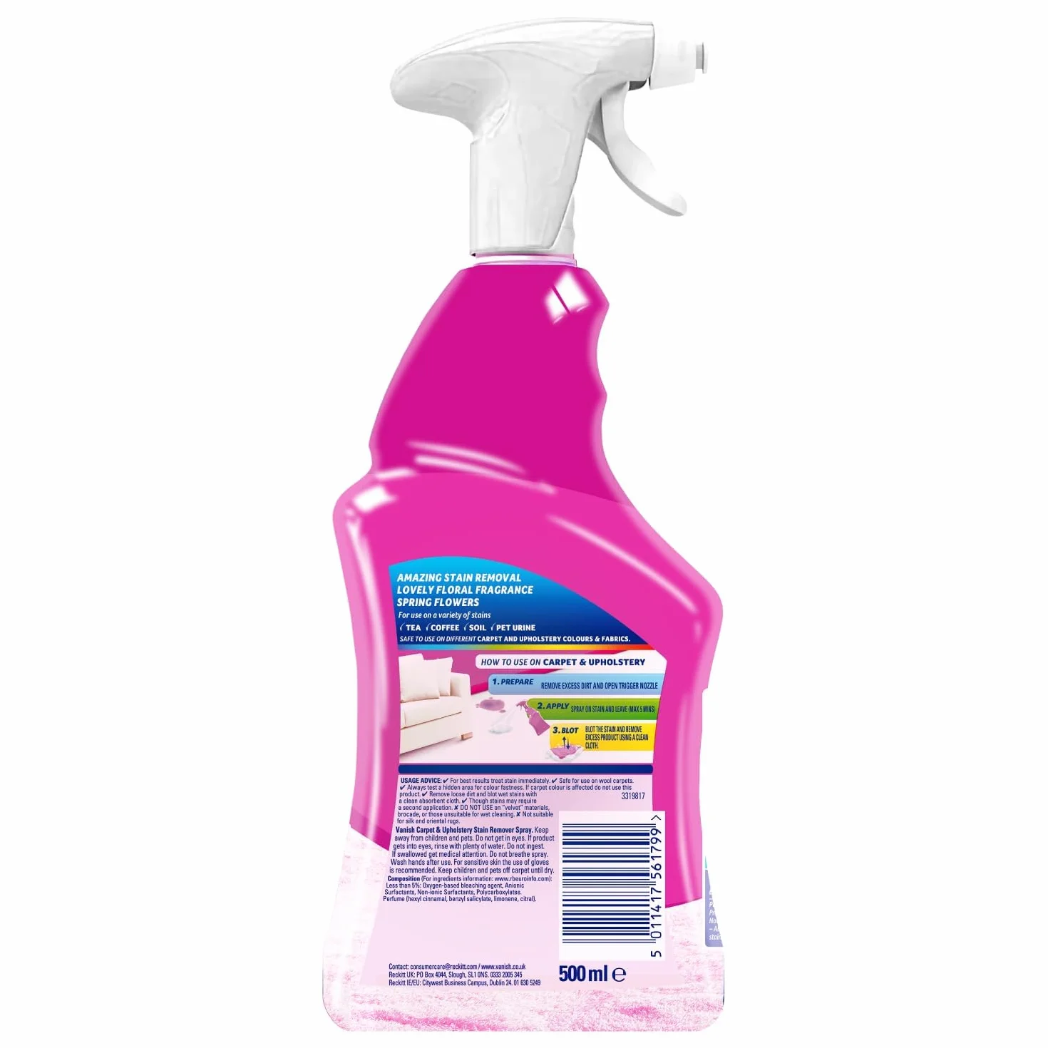 Vanish Środek do czyszczenia dywanów + tapicerka, Gold Oxi Action środek do usuwania plam w sprayu, 500 ml