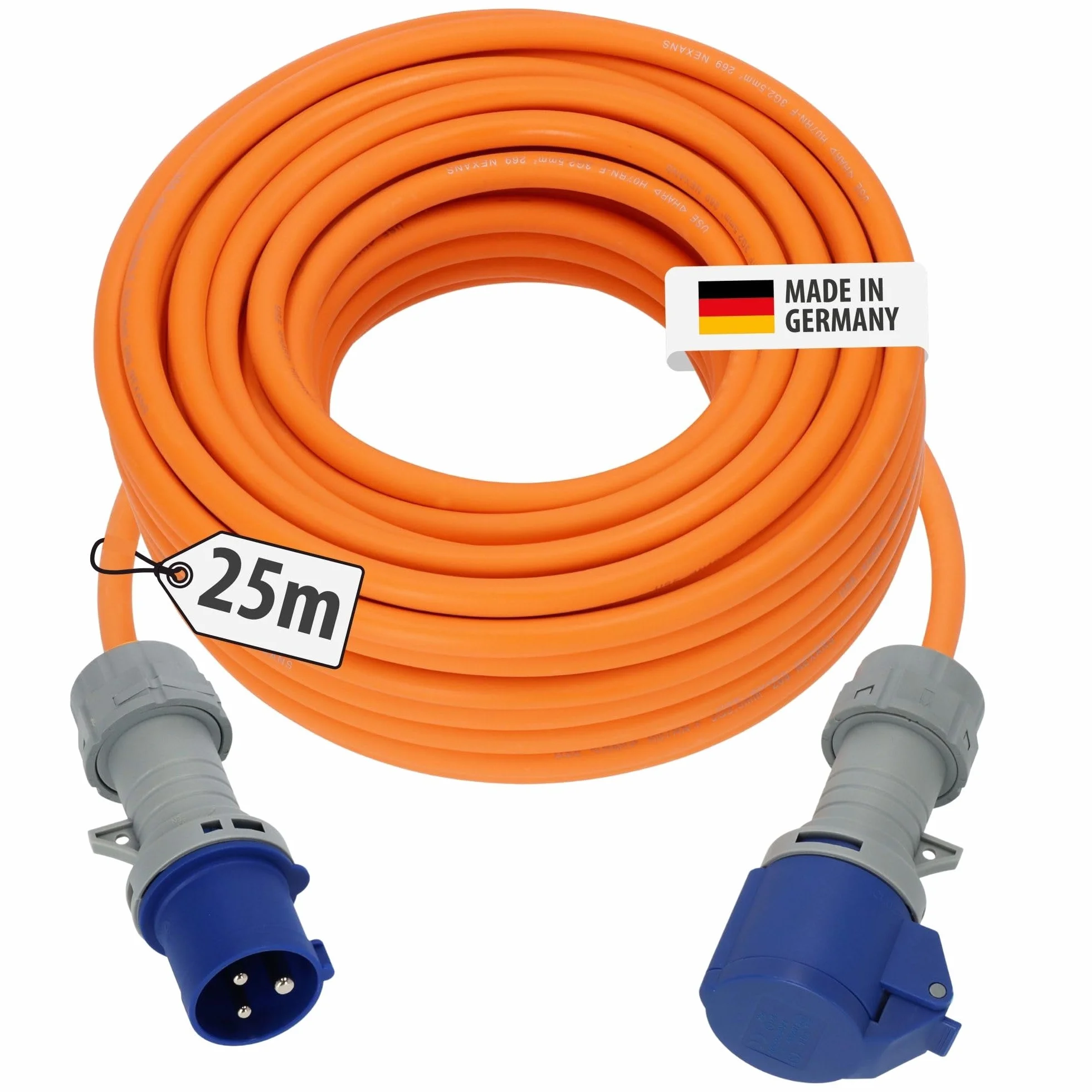 Brennenstuhl Przedłużacz kempingowy CEE 230 V, 25 m, z diodą LED wskazującą napięcie (kabel H07RN-F 3G2,5, kabel kempingowy do stałego użytku na zewnątrz, IP44, wyprodukowany w Niemczech)