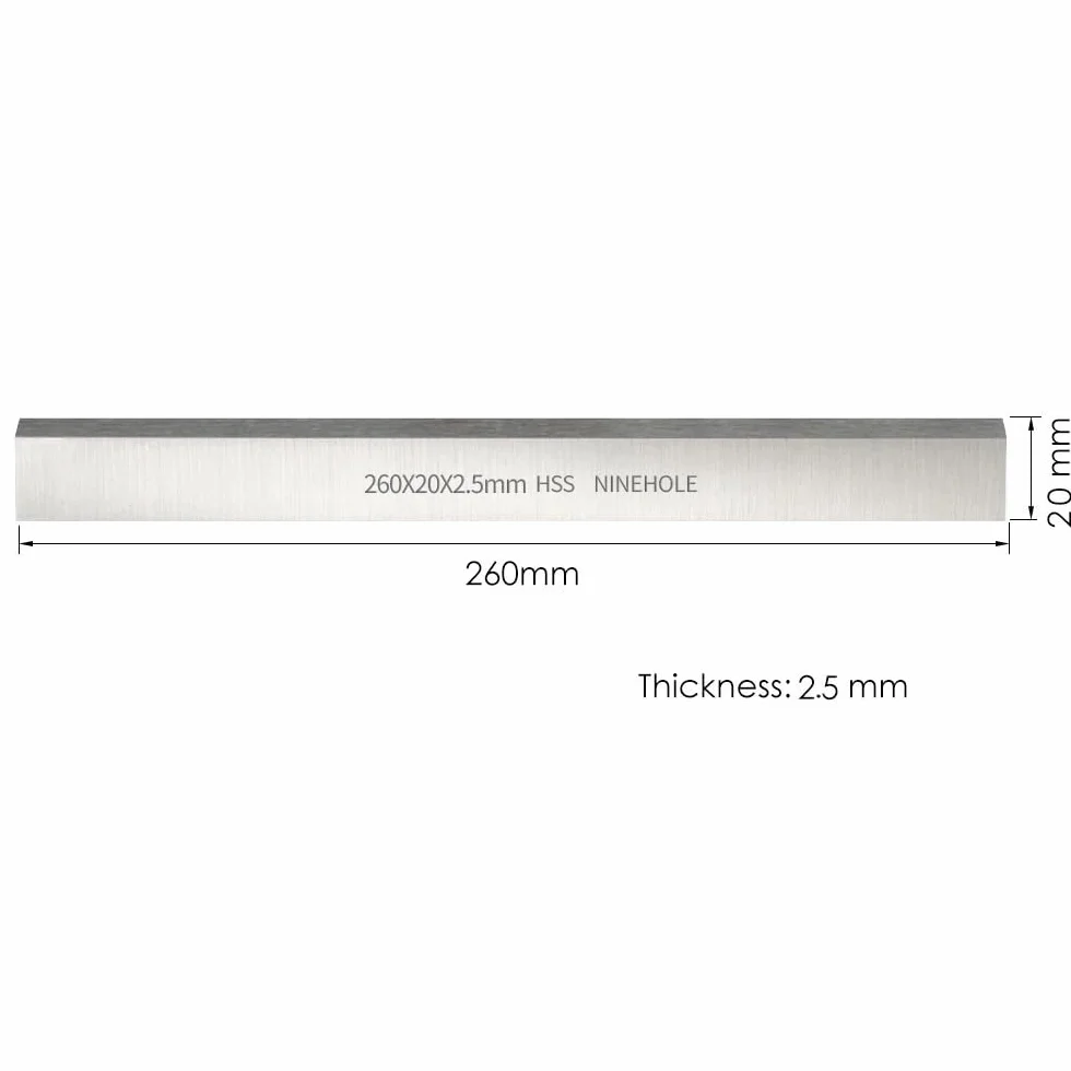 4 sztuki HSS 260mm Noże do strugarki Dla rabot Lurem 260 i Kity 260, 260mm Ostrze płaszczyzny do Planierka Dla Maszyny do obróbki drewna, 260 x 20 x2.5mm