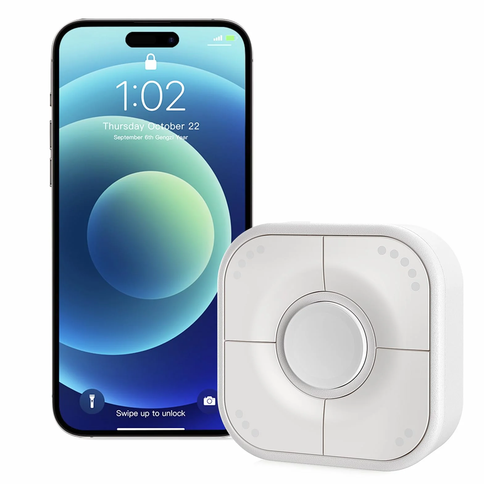 Onvis Thread Inteligentny przycisk dla Apple HomeKit, inteligentny przycisk Bluetooth, 5-przyciskowy przełącznik bezprzewodowy, włącznik światła, ściemniacz i pilot, indywidualne regulowanie, bez