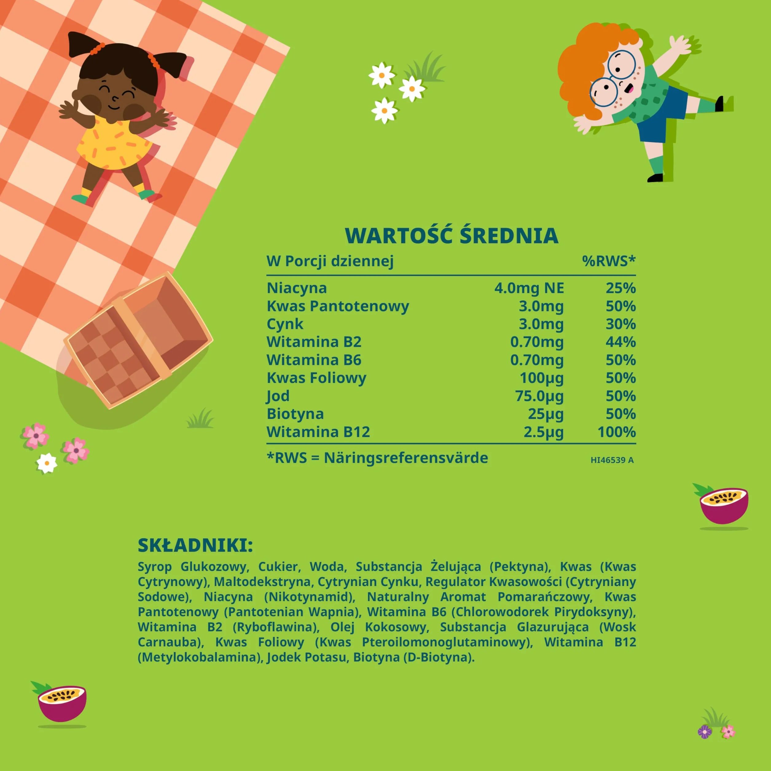 Witamina B Żelki dla Dzieci | 60 Żelek – Pyszny Smak Marakui | Suplement o Wysokiej Mocy z Kompleksem Witamin z Grupy B – B12, B6, B1, B2, B3, B5, Biotyna, Kwas Foliowy, Cynk i Jod | marki Horbaach