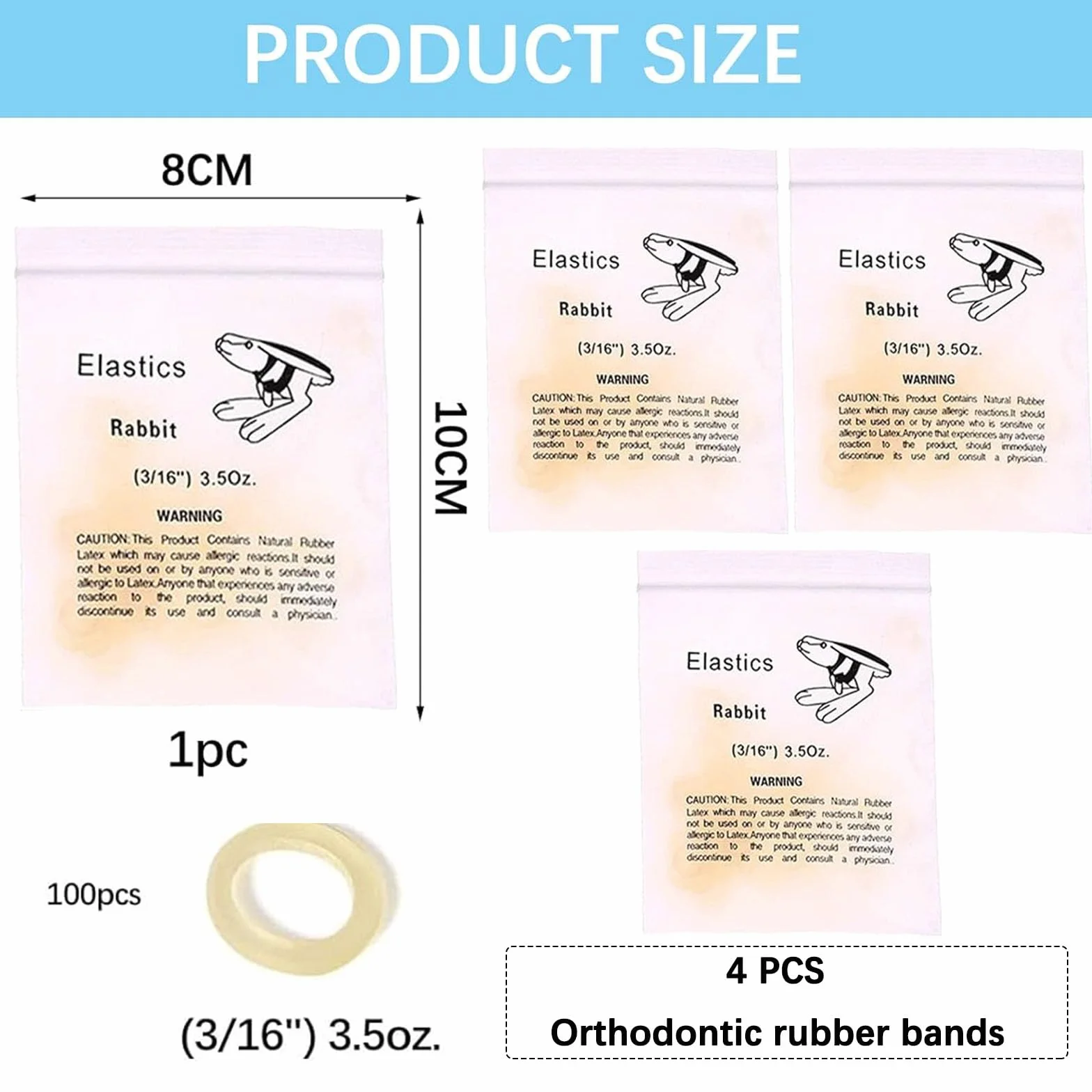Ortodontyczne gumki, ortodontyczny luki dentystyczne, 3/16 elastycznych taśm, elastyczna opaska na zęby Oral Orthodontics 3,5 uncji, 400 szt.