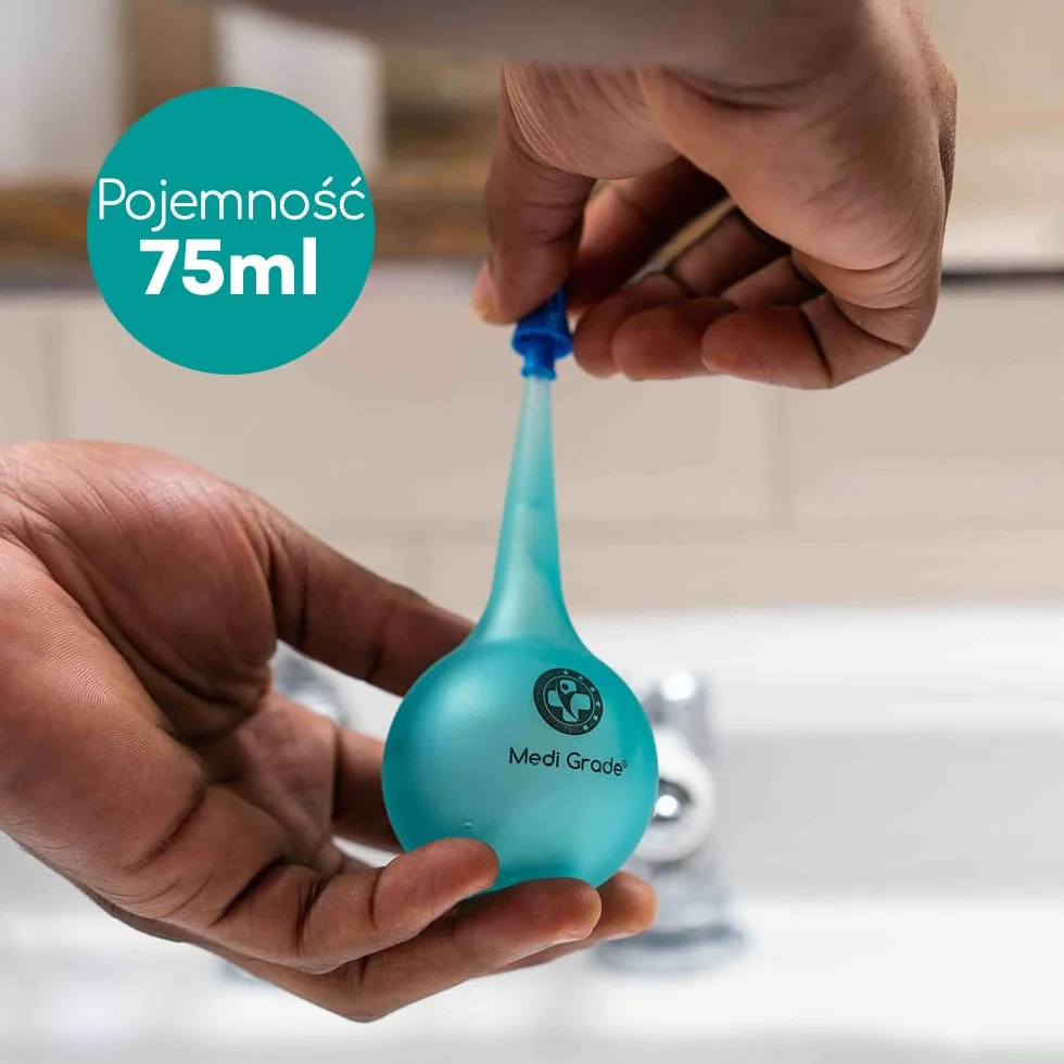Zestaw do Czyszczenia Uszu Medi Grade z Gruszką 75 ml, Miękka Końcówki Quad-Stream