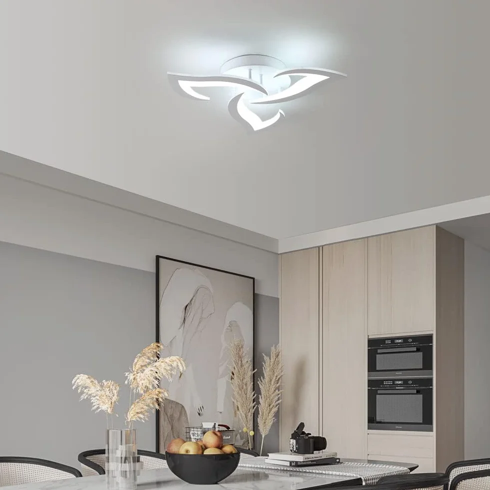 Nowoczesna lampa sufitowa LED, 36 W, 3300 lm, biała, kreatywna konstrukcja, 6500 K, zimna biel, akrylowa lampa sufitowa do sypialni, salonu, jadalni, kuchni, korytarza