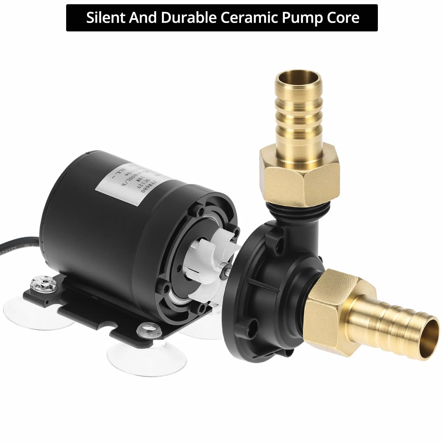 QWORK Bezszczotkowa pompa wodna DC 12 V 800 l/h, cicha pompa głębinowa z rdzeniem ceramicznym do akwarium, rdzenia pompy i zbiorników rybnych