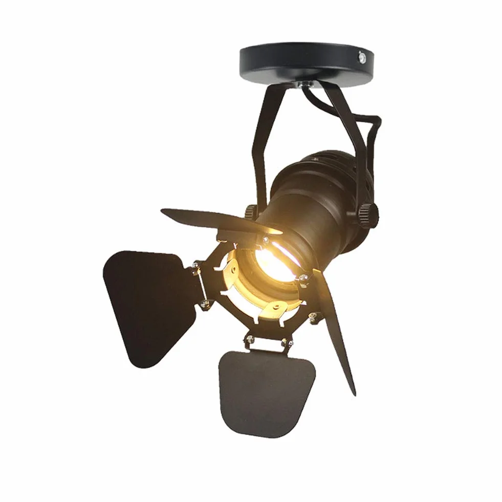 Loft industrialna lampa sufitowa/ścienna w stylu vintage, wiejskim, lampa ścienna, oświetlenie ścienne do sypialni, studia, dekoracja domu, szafa, czarna, regulowany kąt, dopuszczenie CE