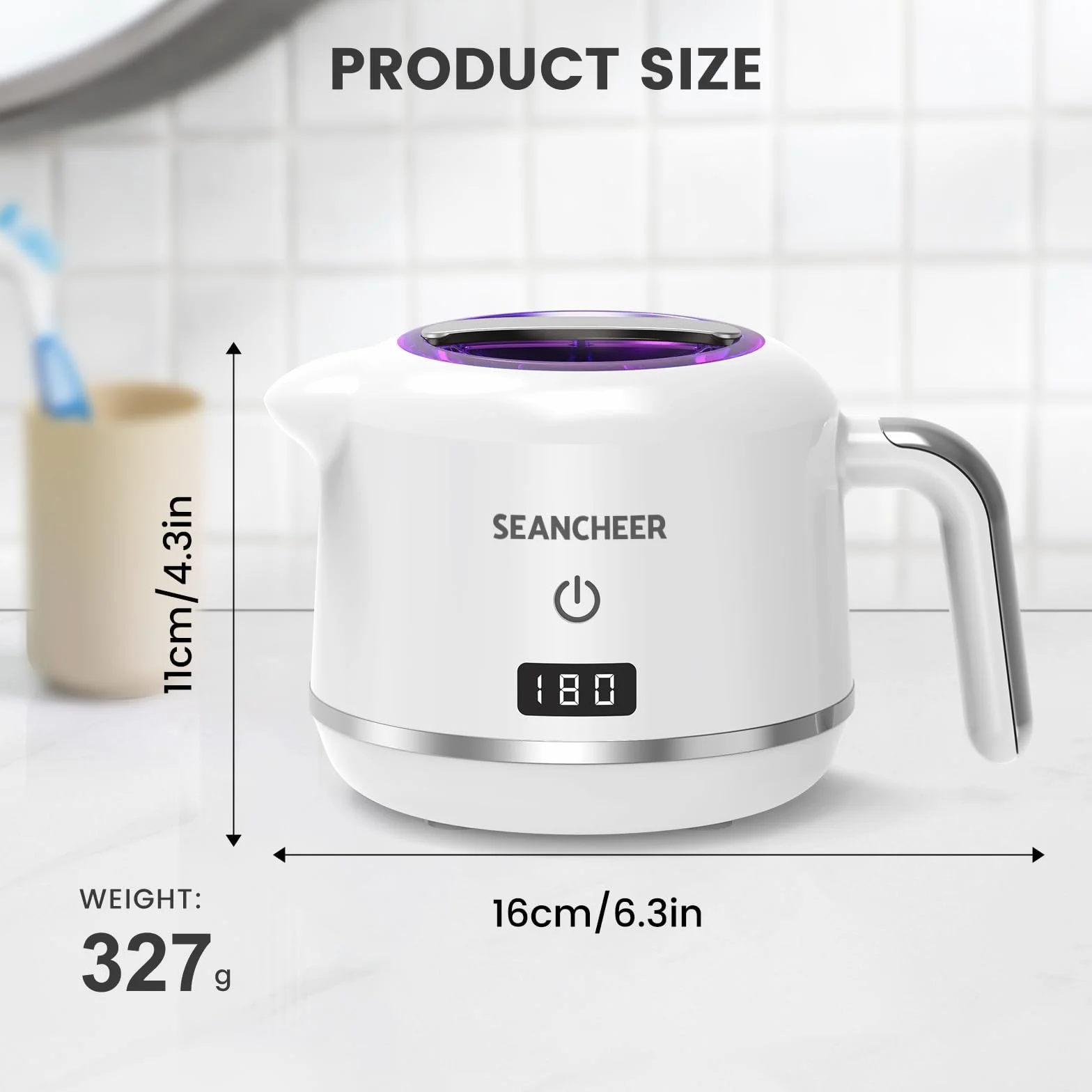 SEANCHEER Urządzenie Do Czyszczenia Ultradźwiękowego | 48000Hz | 24W | 180ML | Czyścik Ultradźwiękowy z lampą UV Do | Protez | Alignerów | Retainerów | Szyn Zębowych | Biżuterii | (Biały)
