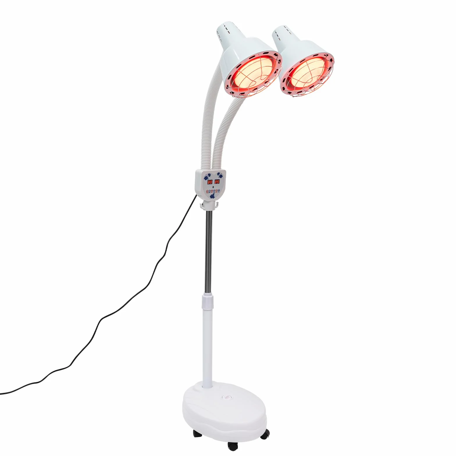 Podwójna głowica – lampa na podczerwień 275 W, lampa na podczerwień, lampa na podczerwień, regulowana i obracana o 360° dla poprawy krążenia krwi, rozluźnienia mięśni