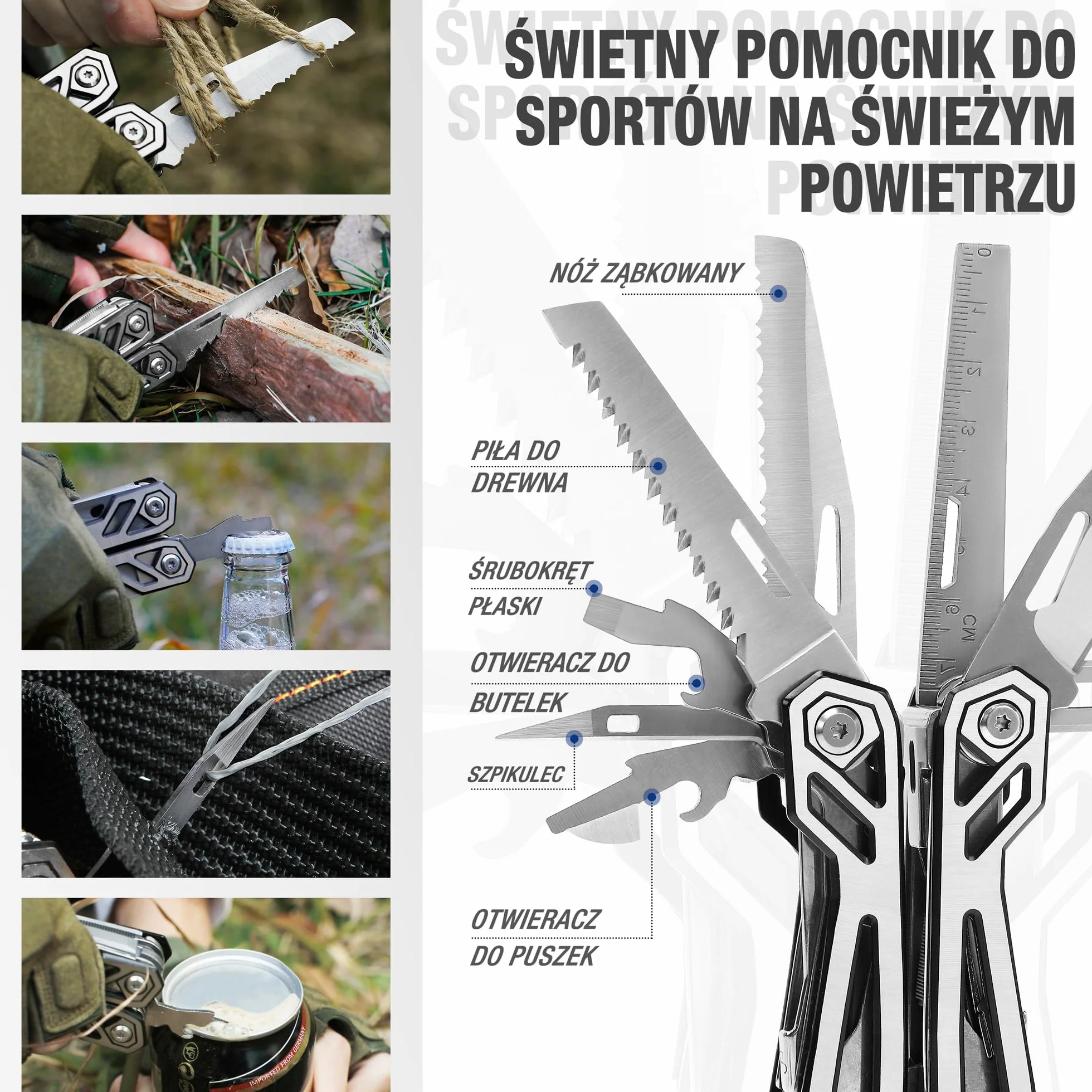 Mossy Oak szczypce wielofunkcyjne, 21 w 1, wielofunkcyjne narzędzie ze szczypcami, składany nóż Mulitool na kemping, wędrówki, w zestawie z przenośnym etui