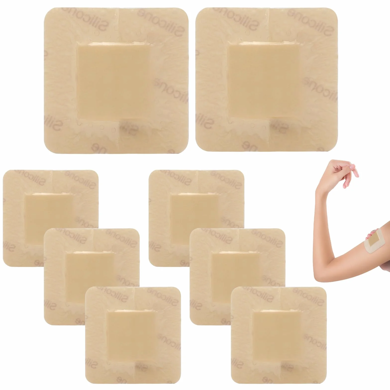 Silikonowy opatrunek piankowy samoprzylepny 8 sztuk 6×5×5 cm + 2×7,5×7,5 cm przeciw odleżynom