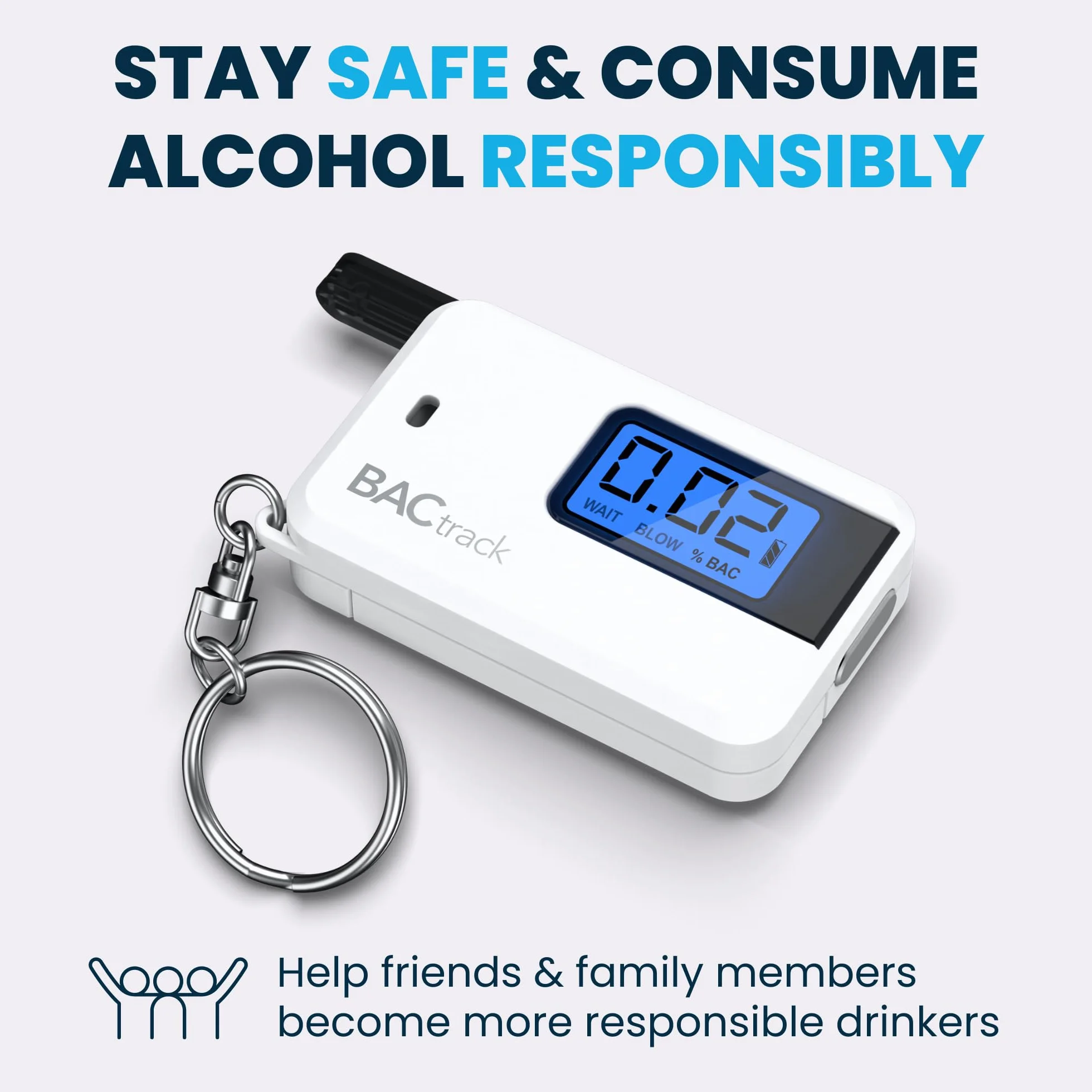 Alkomat BACtrack Keychain Go (Biały) | Ultraprzenośny kieszonkowy tester stężenia alkoholu z breloczkiem do użytku osobistego