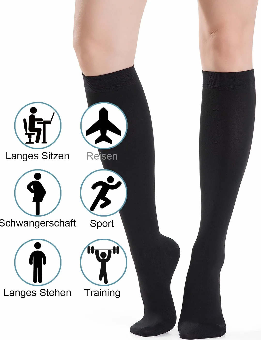 Skarpety kompresyjne 20-30 mmHg klasa 2 z zamkniętym palcem stopniowane wsparcie