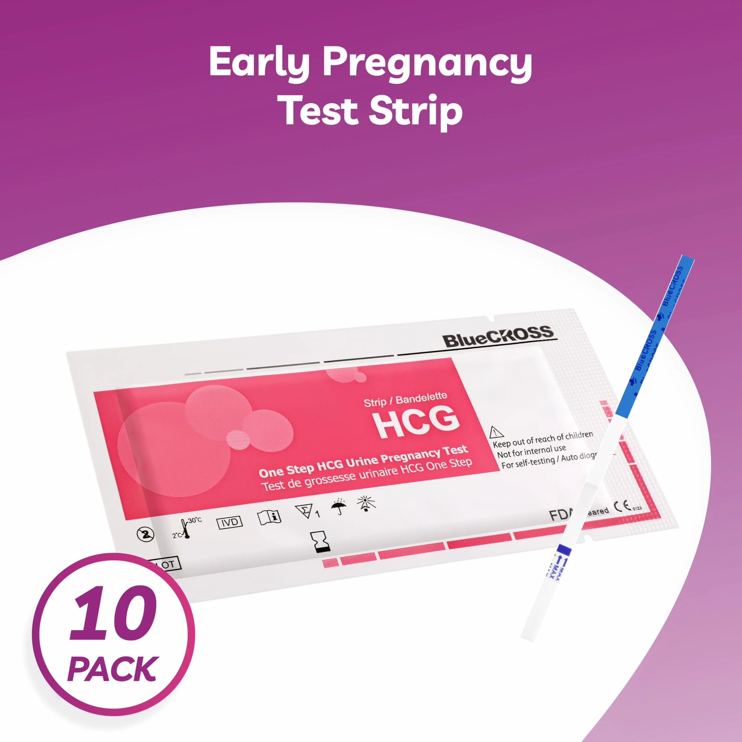 10 x paski testowe ciążowe, wczesny test, 10 mIU