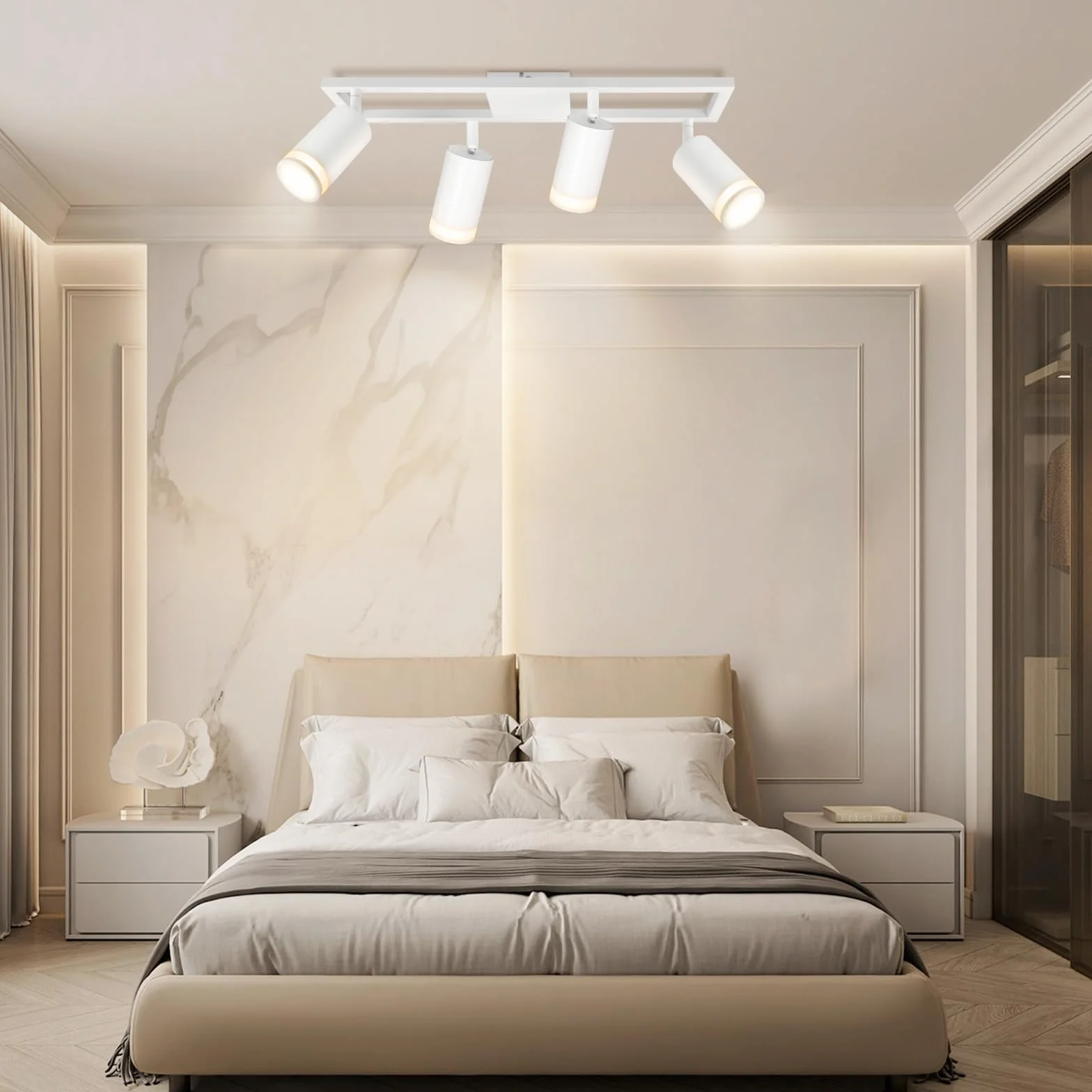 Lampa sufitowa LED 4-punktowa podwójna obrotowa GU10 biała do kuchni salonu