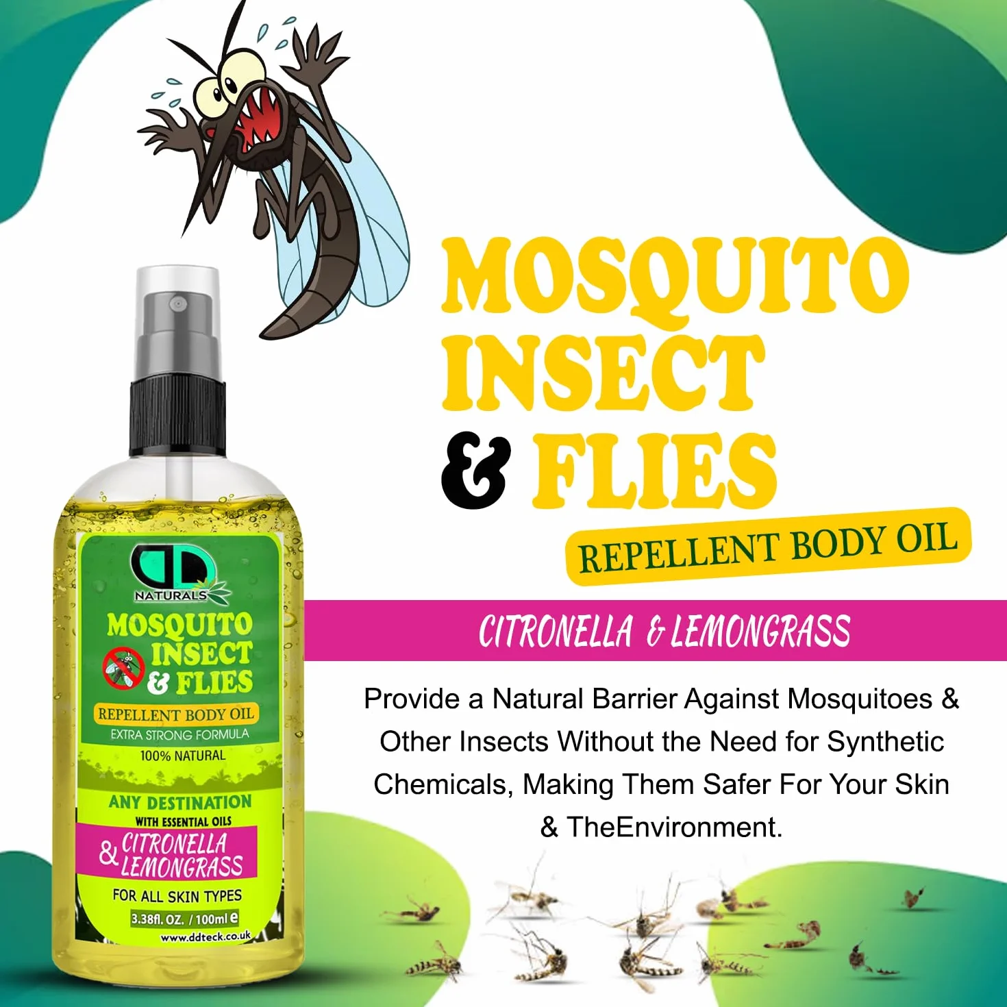 Naturalny olejek do ciała przeciw komarom 100 ml w sprayu z trawy cytronelowej