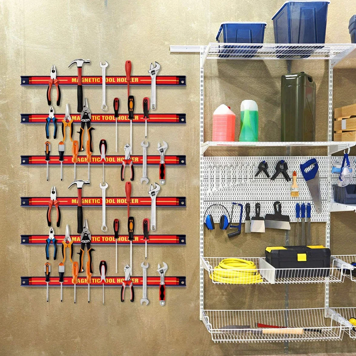 Zestaw narzędziowych listew magnetycznych GIANTEX, 6 szt., 46 cm, szyna magnetyczna, ścianka z uchwytami magnetycznymi Materiał montażowy, listwa magnetyczna, narzędzia, magnes, listwa narzędziowa, uchwyt magnetyczny, warsztat, czerwona