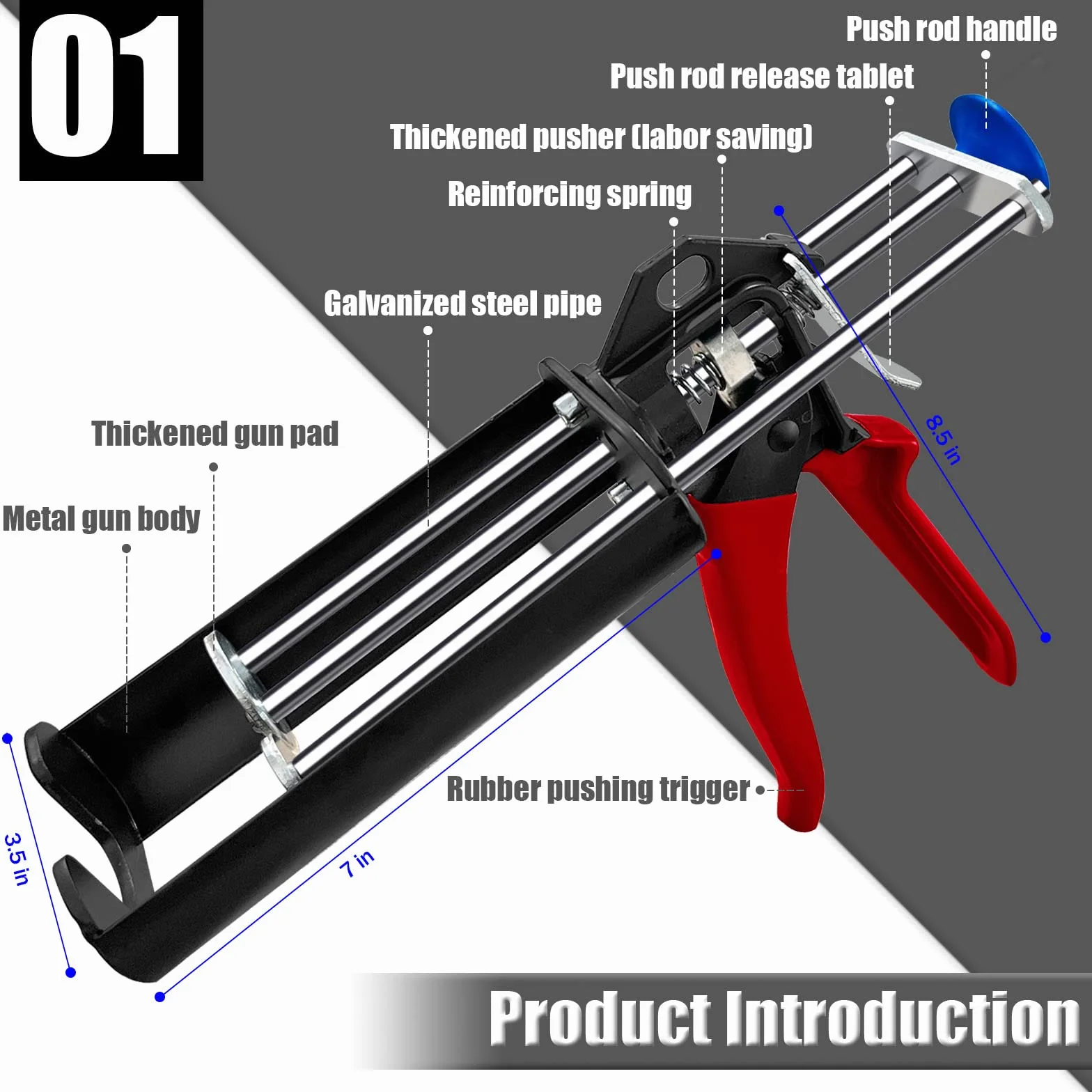 Podwójny pistolet epoksydowy do 200 ml / 200 ml, pistolet do uszczelniania kartridżów z podwójnym kartridżem, ręczny pistolet do klejenia z czarnym panelem (proporcja mieszania 2:1)
