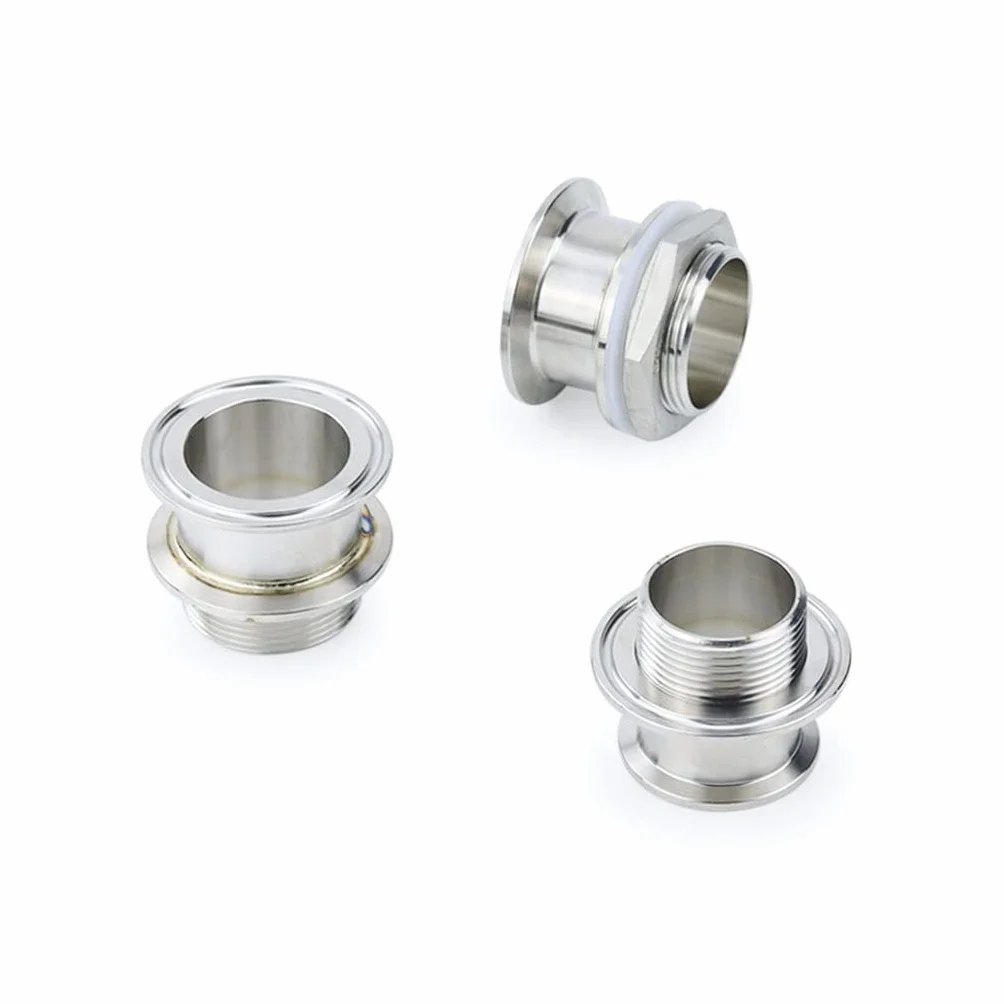 304SS Podwójny zacisk Tri Clamp z gwintem zewnętrznym Adapter sanitarny do Homebrew - łącznik rurowy DN32/DN40(With Nut,DN40x64mm-64mm)