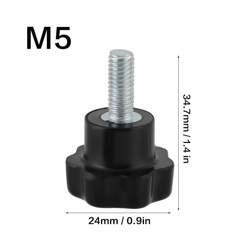 10 stücke Sternförmige Türgriffe Griff Bolzen M5 * 16 Kunststoff Fadenklemmknopf Maschine Werkzeug Zubehör Set Schwarz