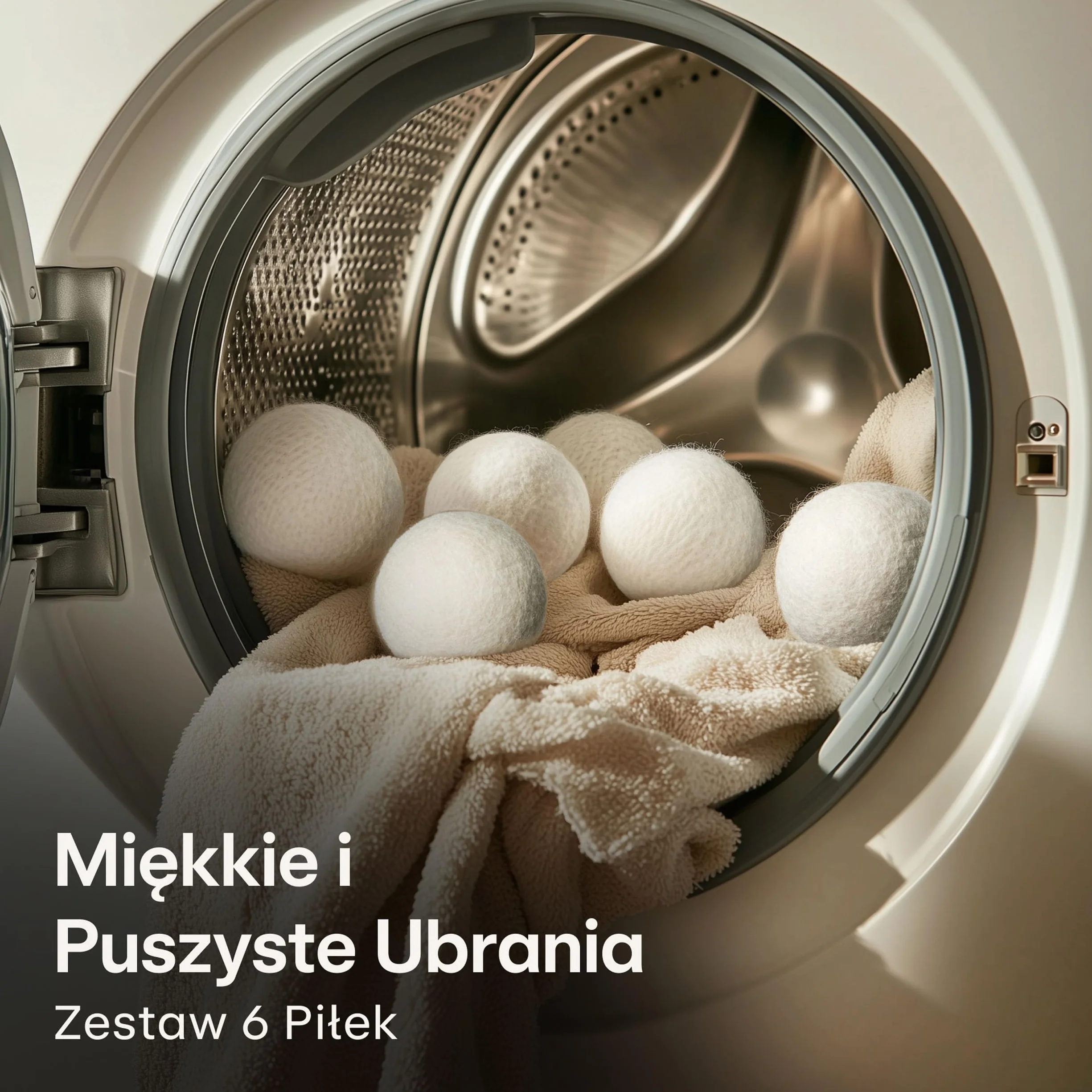 6 Kulki do Suszarki Bębnowej - 100% Organiczna Wełna Owcza - Kulki do Suszenia dla 𝗠𝗶ę𝗸𝗸𝗶𝗲𝗴𝗼 𝗣𝗿𝗮𝗻𝗶𝗮 i Krótkiego Czasu Suszenia- Idealne na Puch
