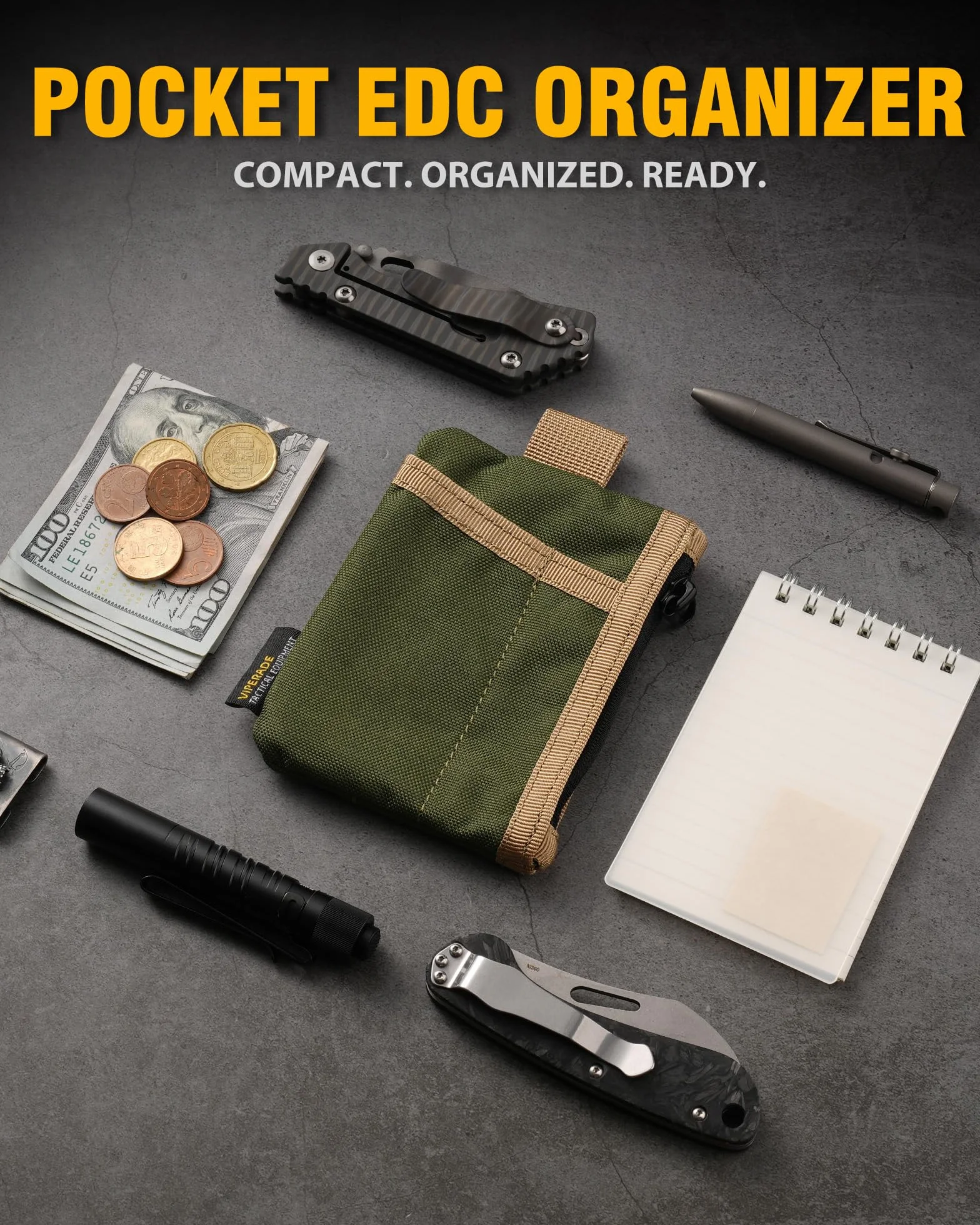 VIPERADE VE28 woreczek EDC 6 w 1, kompaktowy organizer kieszonkowy EDC 500D, torba do przechowywania narzędzi Molle, mała portmonetka / uchwyt na karty / kieszeń na szwajcarski nóż wojskowy