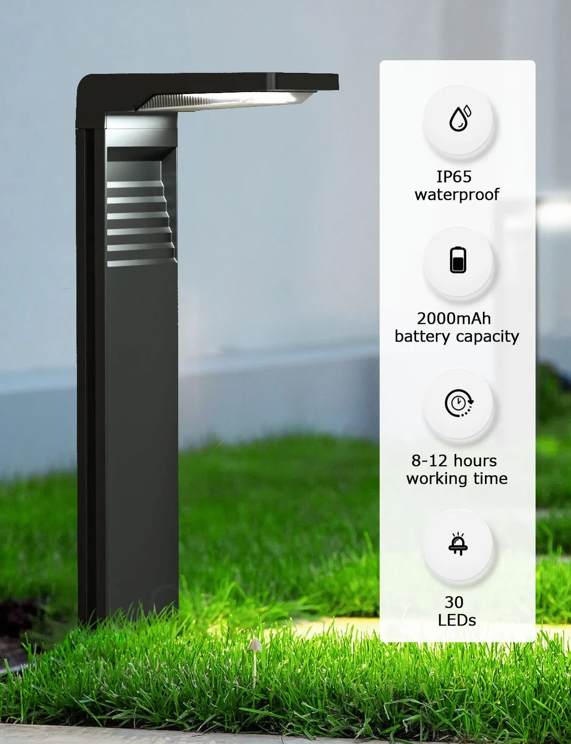 OUSFOT Zewnętrzne światła Słoneczne Wodoodporne 2 Sztuki Zewnętrzne Reflektory Słoneczne IP65 30LED na Ziemię z 2 Trybami Oświetlenia Scieżki Ogrodowej