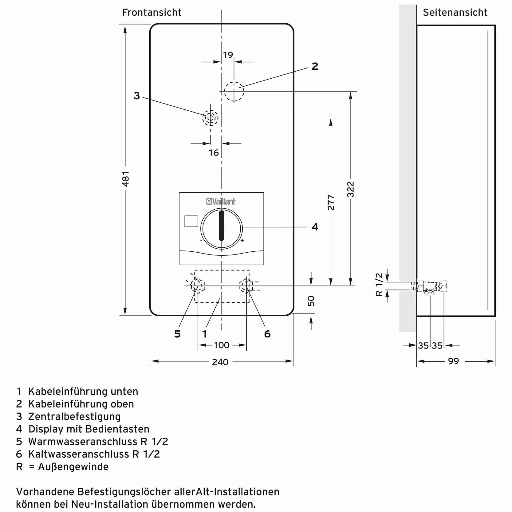 Vaillant 0010023779 Elektroniczny Podgrzewacz Przepływowy, Biały, 24 kW