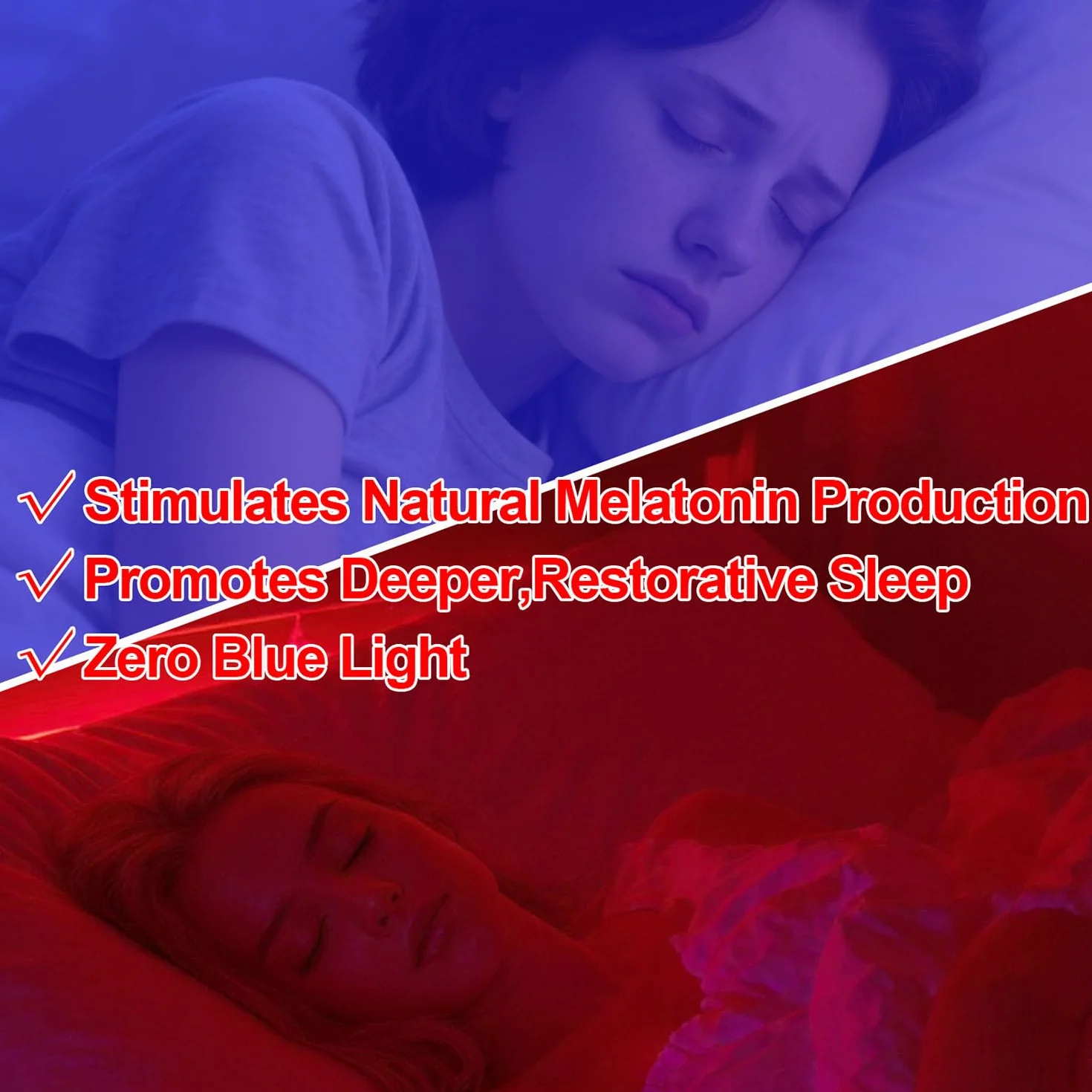 Czerwona lampka nocna do terapii snu [zestaw 2] – automatyczne włączanie/wyłączanie lampki nocne LED łączy się ze ścianką dziecka, łazienką, promocją melatoniny wraz z