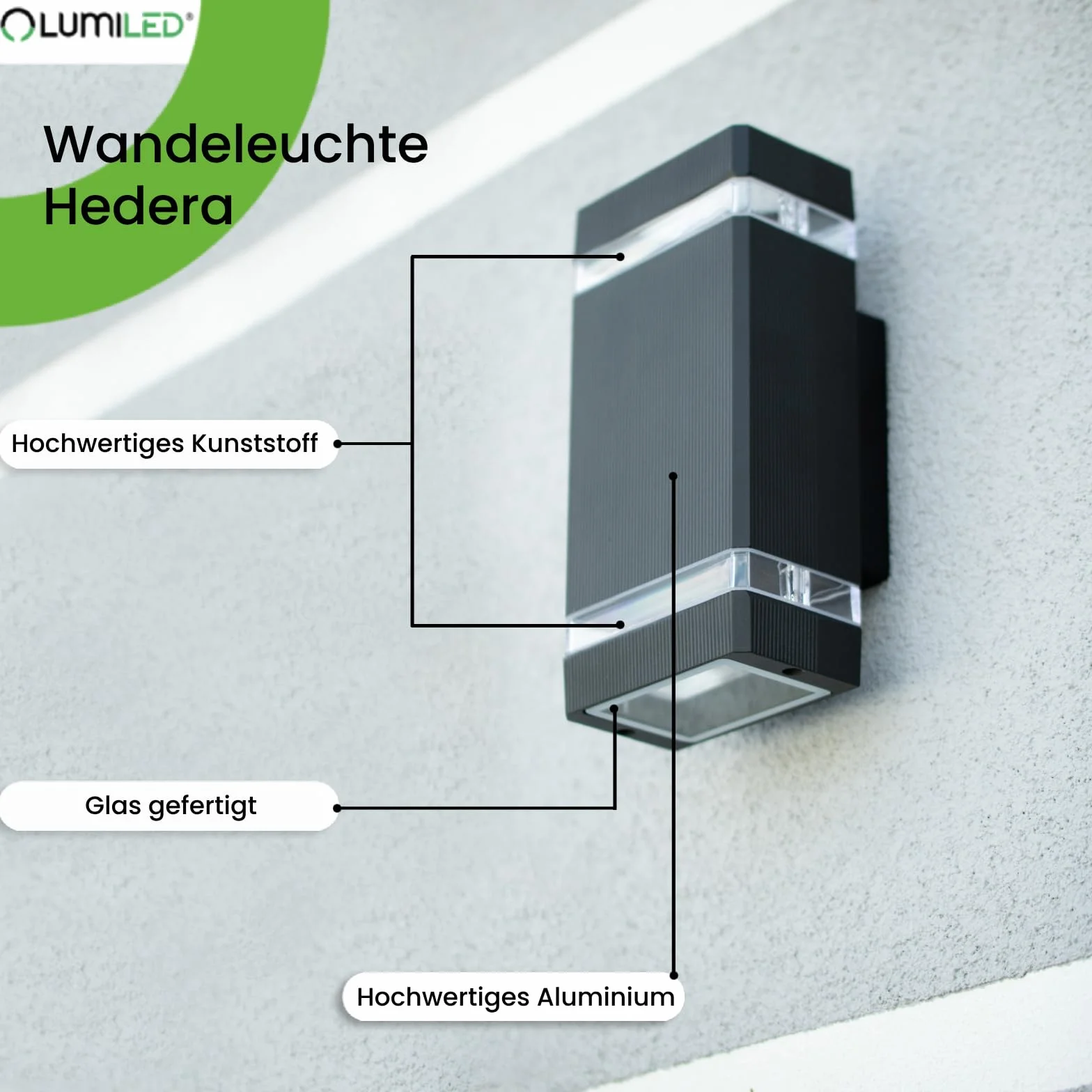 Lumiled lampa ścienna zewnętrzna ściana gniazdo GU10 oświetlenie zewnętrzne kinkiet ogrodowa taras fasada domu IP44 czarny prostokątny aluminiowy góra i