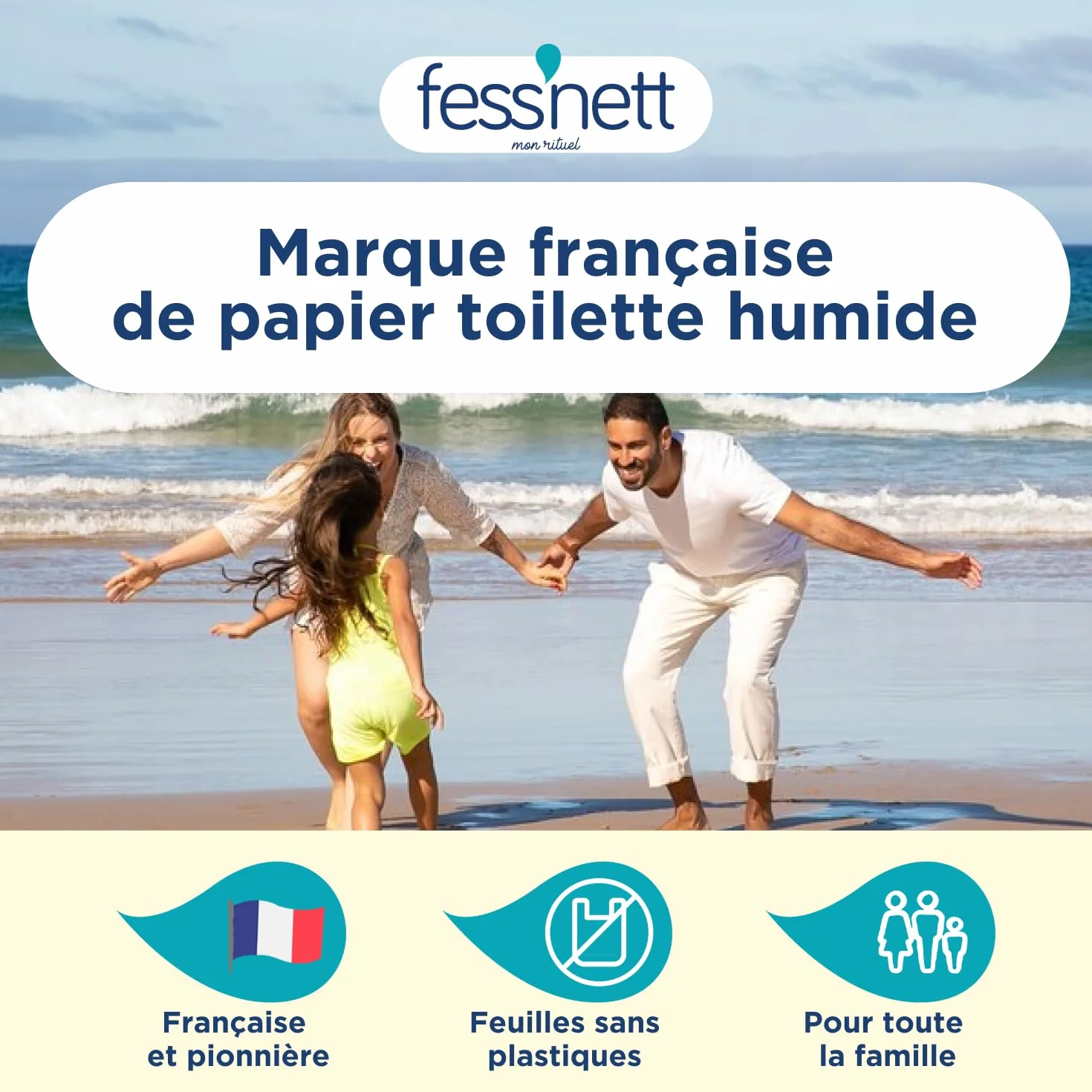 Fess'nett Natura wilgotny papier toaletowy, 50 sztuk, testowany dermatologicznie, 0% parabenów, 0% fenoksyetanol, hipoalergiczny
