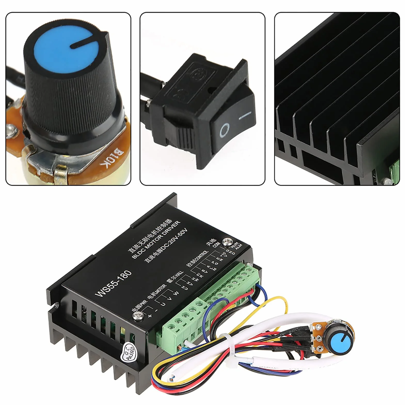 Sterownik sterownika silnika BLDC Wysokowydajne wrzeciono bezszczotkowe CNC 20 V 50 V WS55 180 do elektronarzędzi i małego sprzętu z zabezpieczeniem nadprądowym