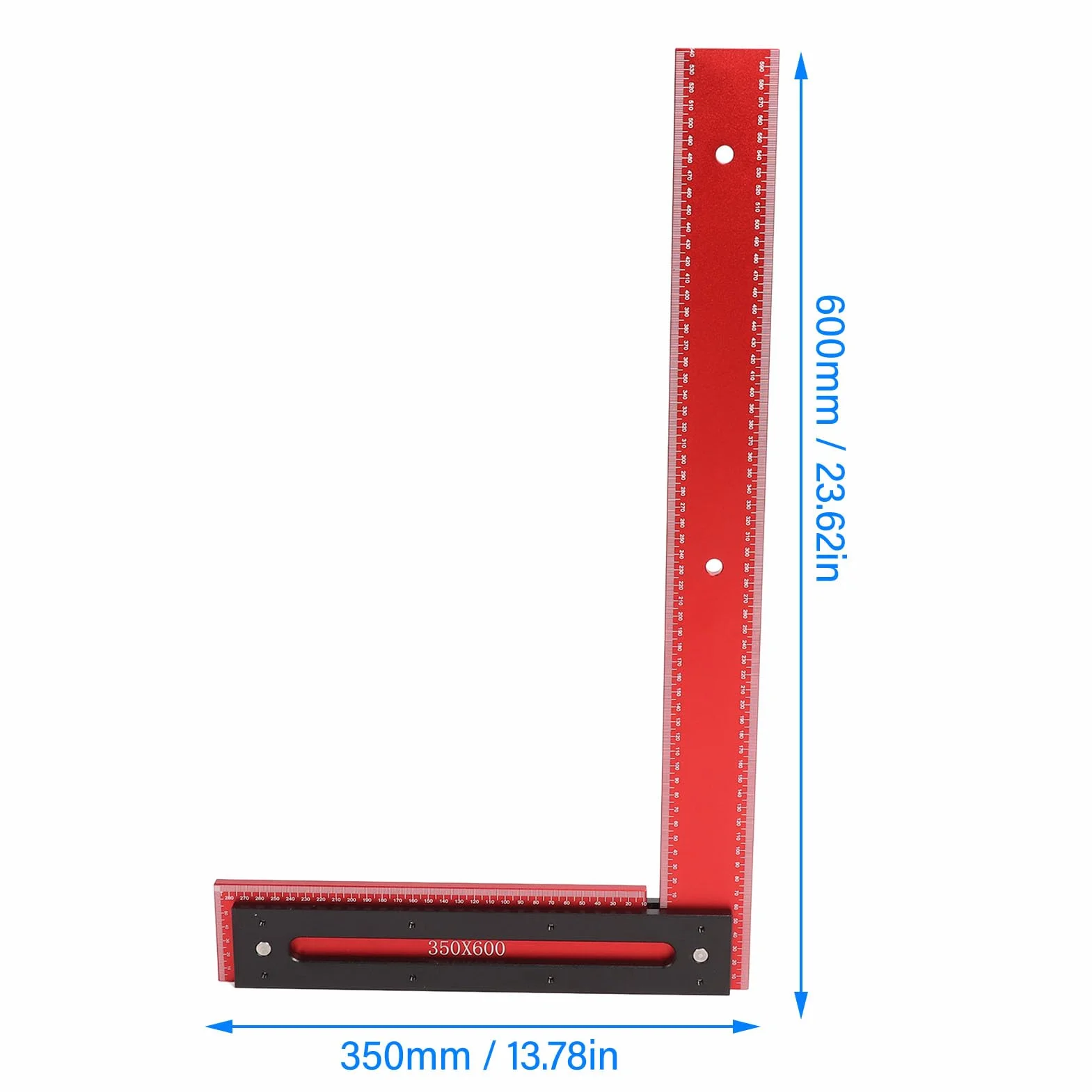 Linijka Kwadratowa L Linijka do Obróbki Drewna, 24-calowa Linijka Kątowa ze Stopu Aluminium 350x600 Mm, Przenośne Narzędzie Pomiarowe o Wysokiej Dokładności