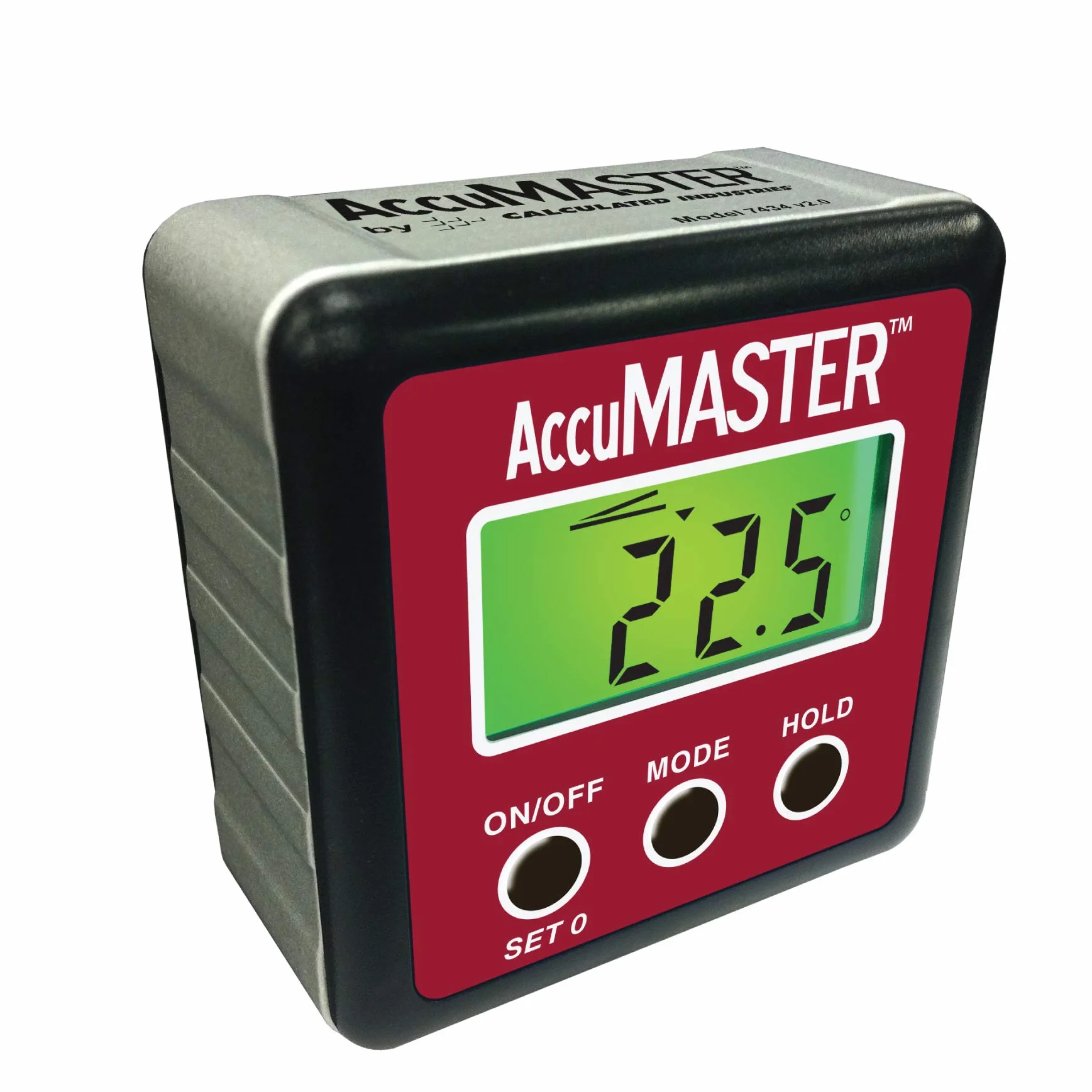 Calculated Industries 7434 AccuMASTER 2" 1 magnetyczny cyfrowy miernik poziomu i kąta, skośny, najnowsza technologia MEM, certyfikowana odporność na kurz i wodę IP54, czerwona cegła, bordowy