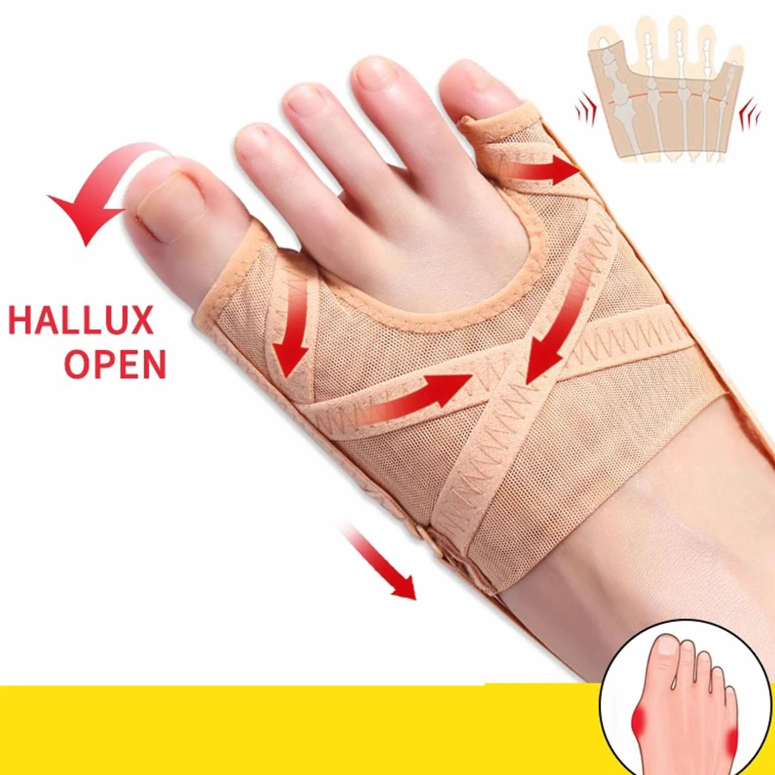 Skarpetki Korektorowe Bunion 2PCS Miękki Oddychający Separator Szyny dla Hallux Valgus