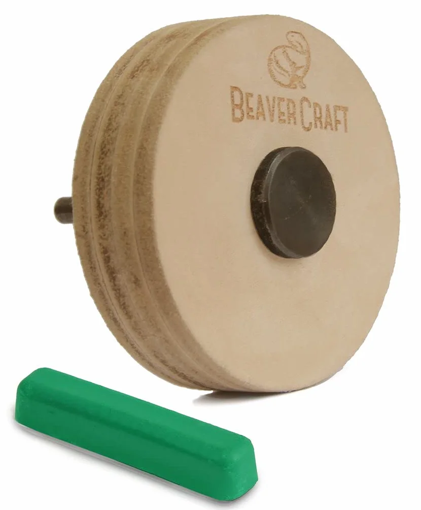 BeaverCraft Tarcza polerska do ostrzenia noży 7 cm PW1 - Tarcza polerska i pasta polerska do noży, dłut, narzędzi do rzeźbienia w drewnie