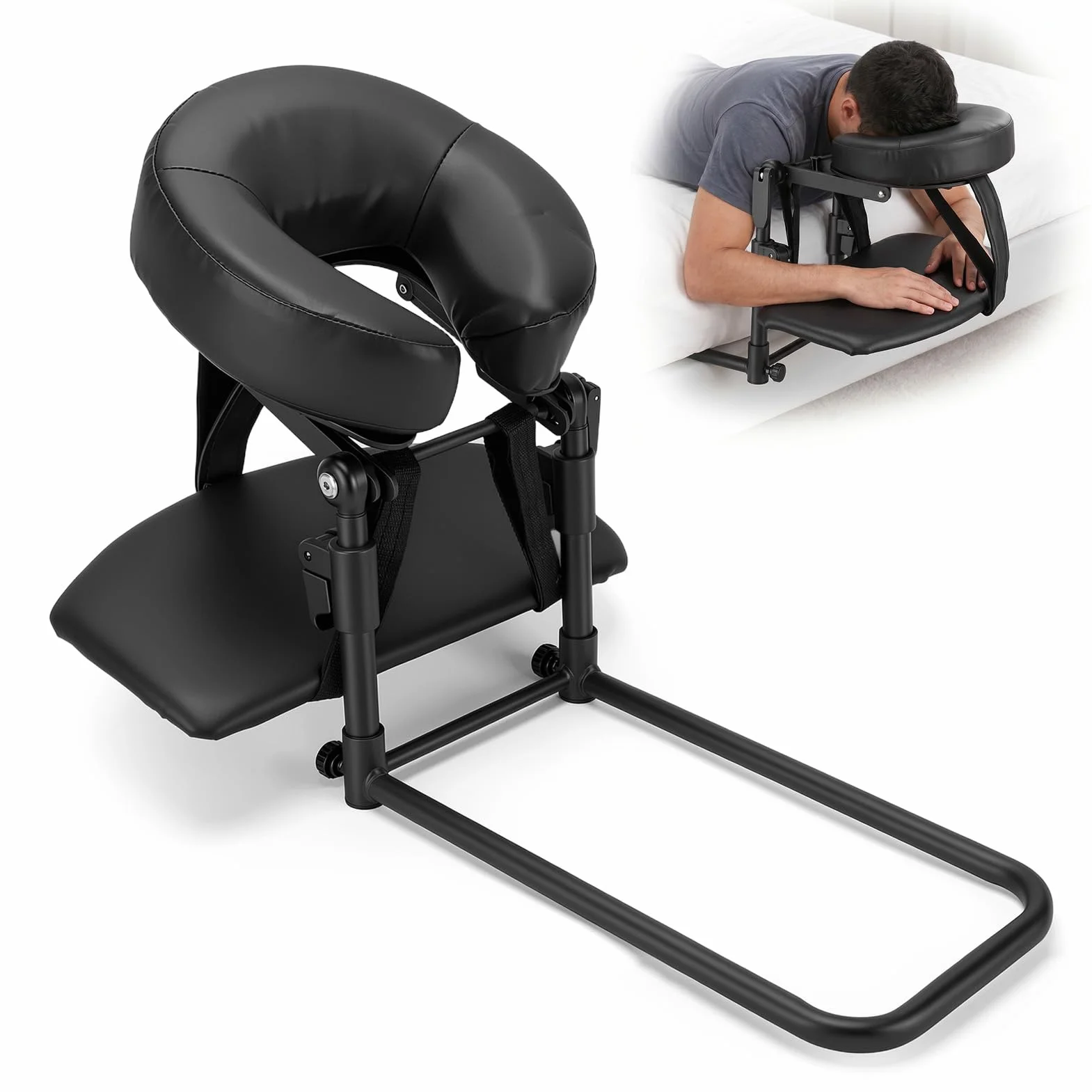 Regulowany zagłówek do masażu U-kształtny, uniwersalna poduszka do salonu, spa, regulacja wysokości 14-45 cm