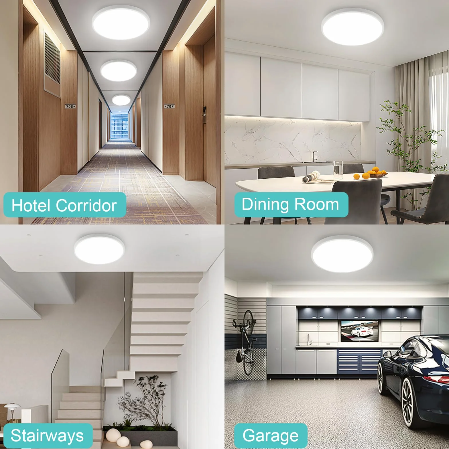 Oraymin Lampa sufitowa LED z czujnikiem ruchu, 18 W, 1800 lm, lampa sufitowa LED z pilotem zdalnego sterowania, IP54, 4000 K, lampa z czujnikiem ruchu, do wewnątrz, na schody, do korytarza, piwnicy