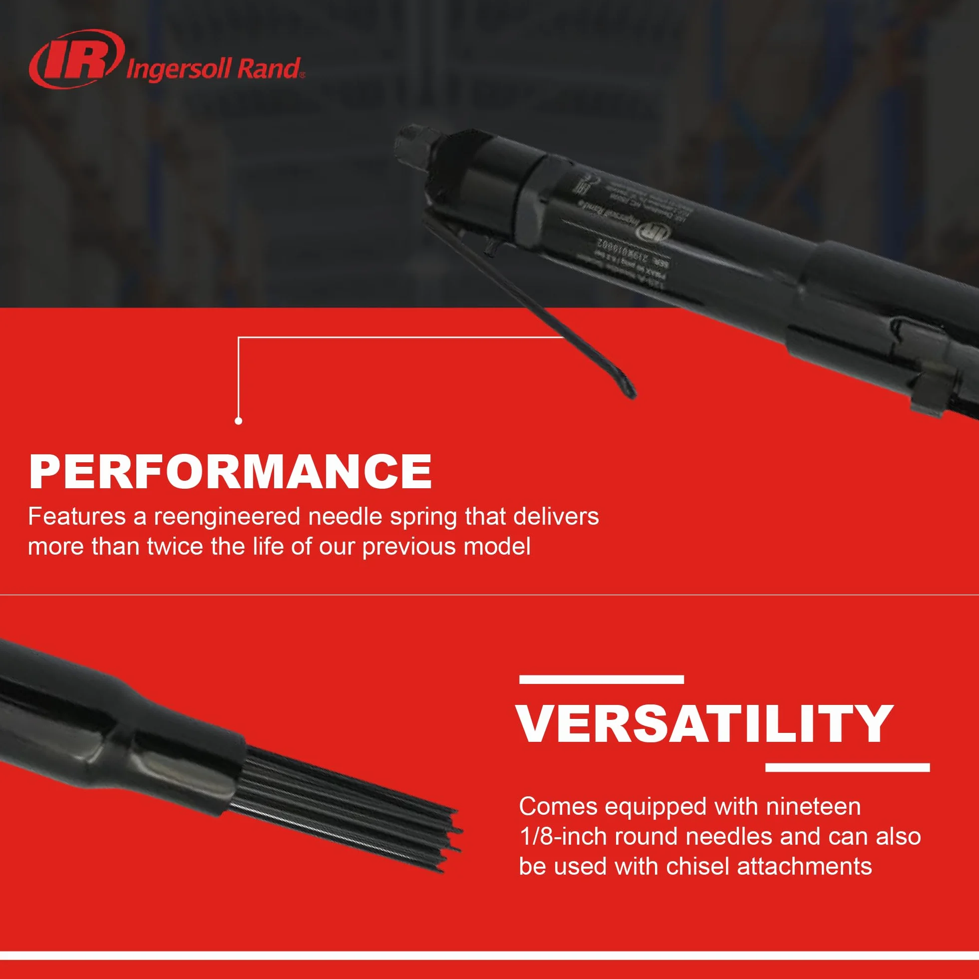 Ingersoll Rand 125-A Młotek Igłowy Pneumatyczny Czarny Trwały Narzędzie do Obróbki Powierzchni 4800 Uderzeń/min 465mm