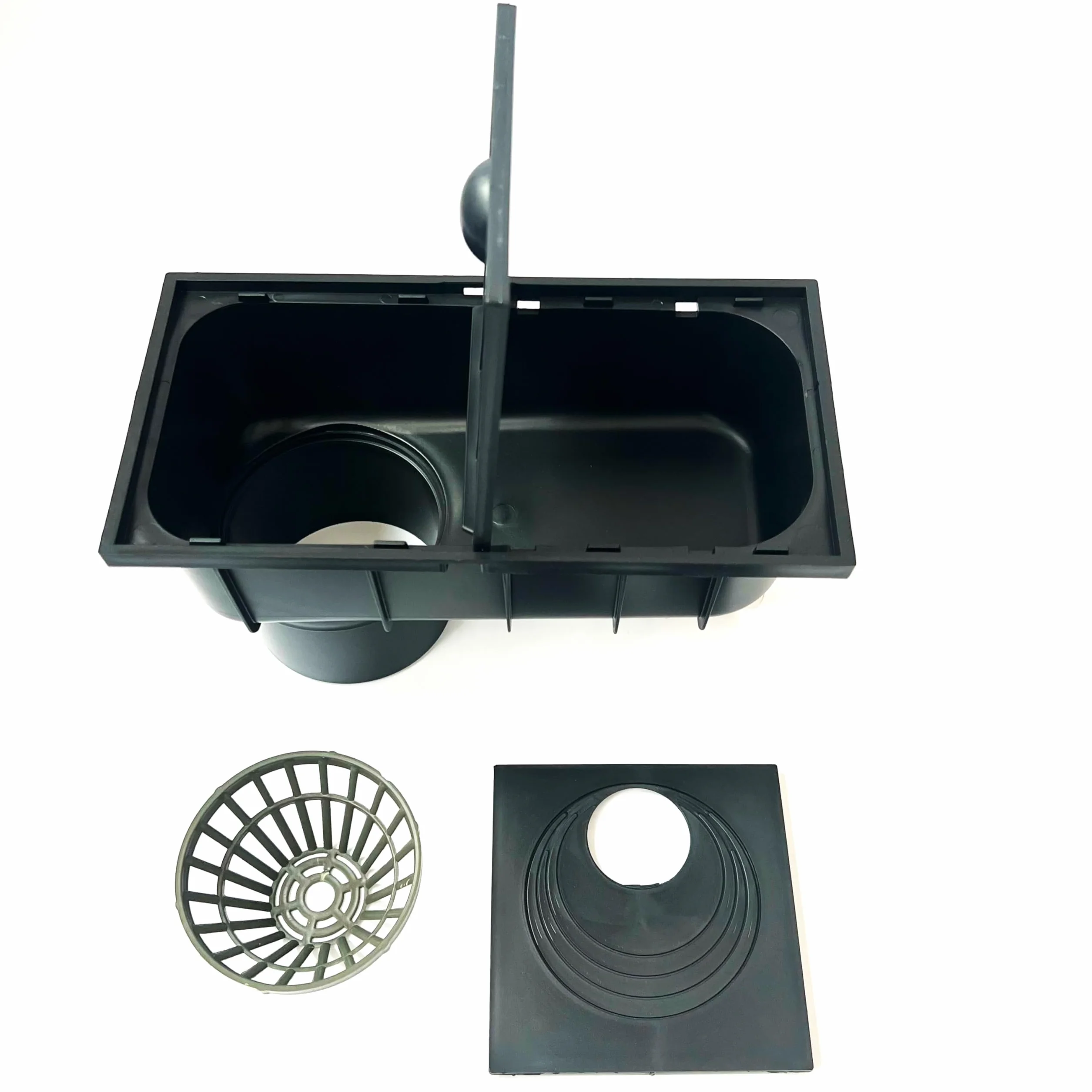6 sztuk odpływu wody deszczowej od 50 mm do 110 mm z sitkiem, odpływ wody deszczowej DN110, czarny, filtr do wody deszczowej, uniwersalny do różnych rozmiarów rur