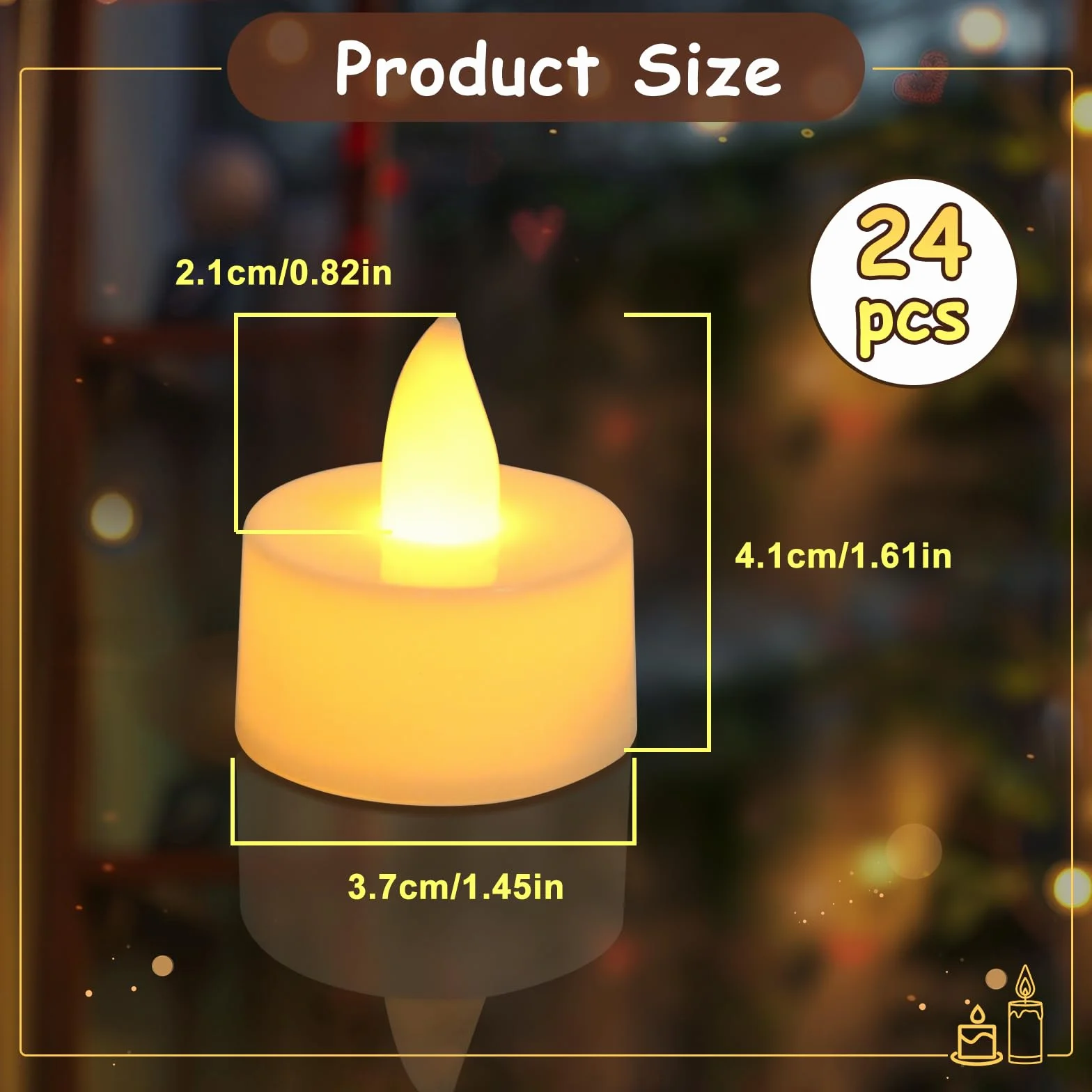 24 sztuki podgrzewaczy LED, ciepłe podgrzewacze LED, bezpłomieniowa symulacja, elektryczne podgrzewacze LED na imprezy, spowiedź, randki, do wystroju mieszkania (średnica 3,7 cm x wys. 4,1 cm)