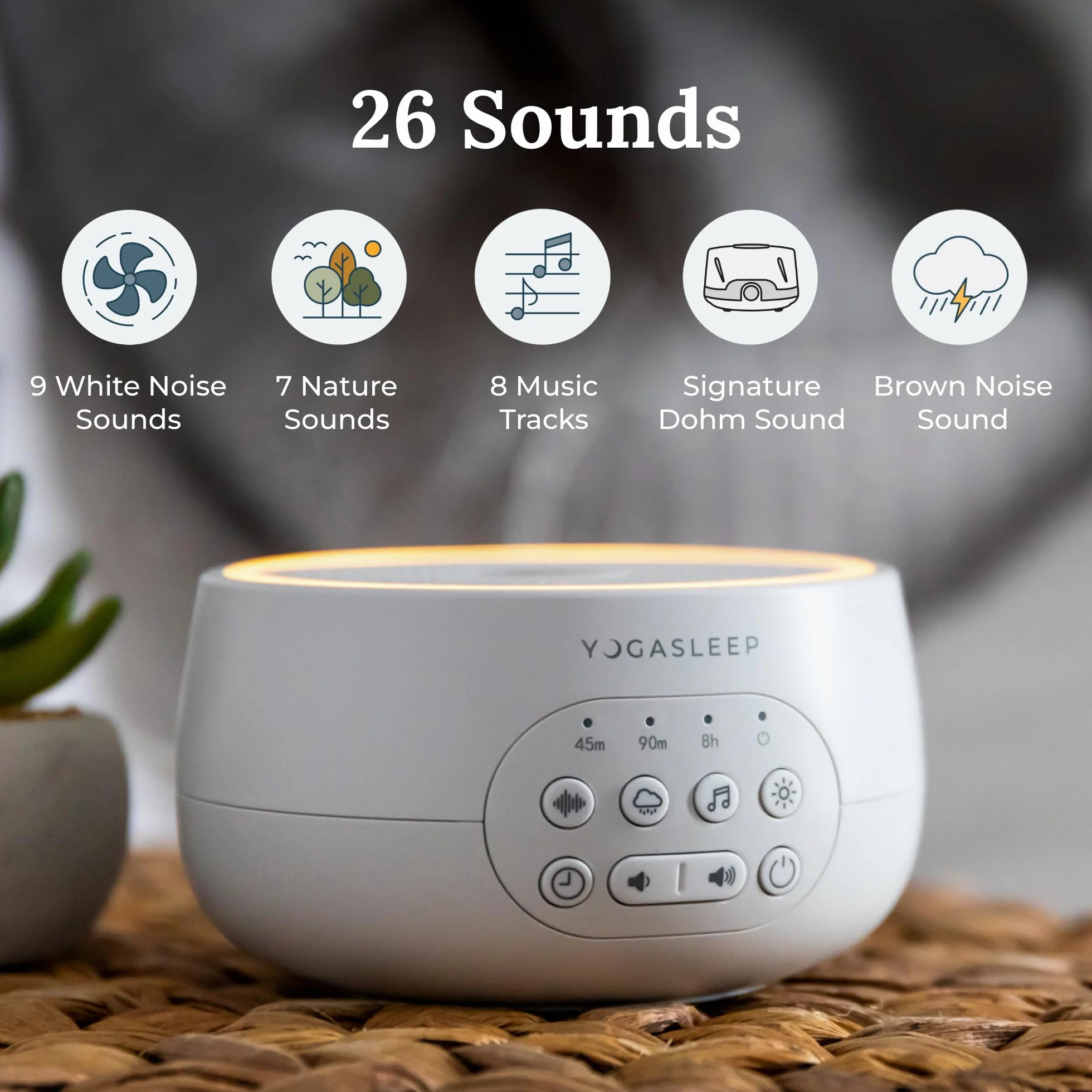 Yogasleep Dreamcenter Multi Sound Machine z lampką nocną, urządzenie dźwiękowe do podróży, redukcja szumów