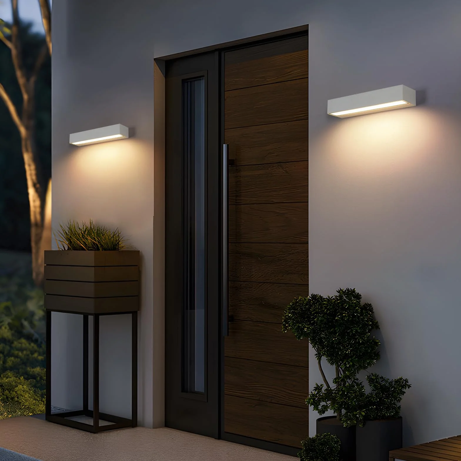 Riserva Zewnętrzna lampa ścienna LED 16 W, wodoodporna IP65 lampa zewnętrzna, 3000 K ciepła biel czarna lampa ścienna do wnętrz 30 cm