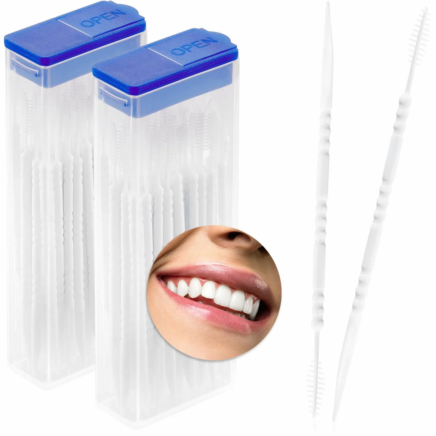 COM-FOUR® 120x szczoteczka miedzyzebowa, szczoteczki miedzyzebowe w dozowniku, pielegnacja zebów w podrózy i poza nia, szczoteczka do czyszczenia zebów z wykalaczka (120 sztuk - w dozowniku)