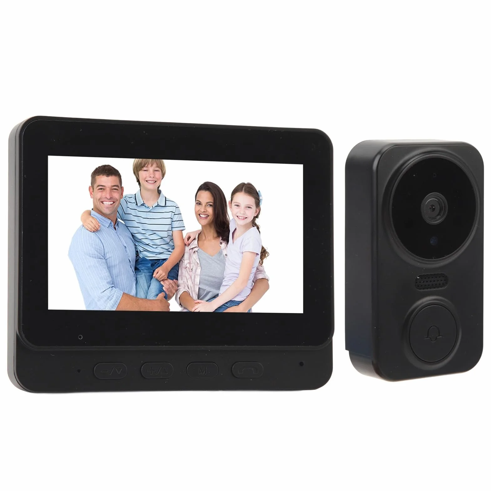 Bezprzewodowy System Domofonu Wideo WiFi, Wizualny Dzwonek do Drzwi na podczerwień z kamerą i Monitorem, Bezprzewodowy Dzwonek Wideo 1080P HD, Domowy System Bezpieczeństwa